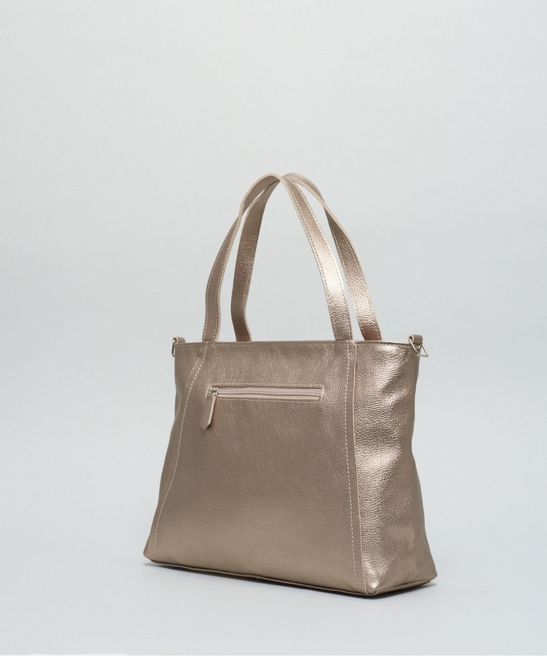 Bolsa g Couro Alice - Prata Velho Dourado 2