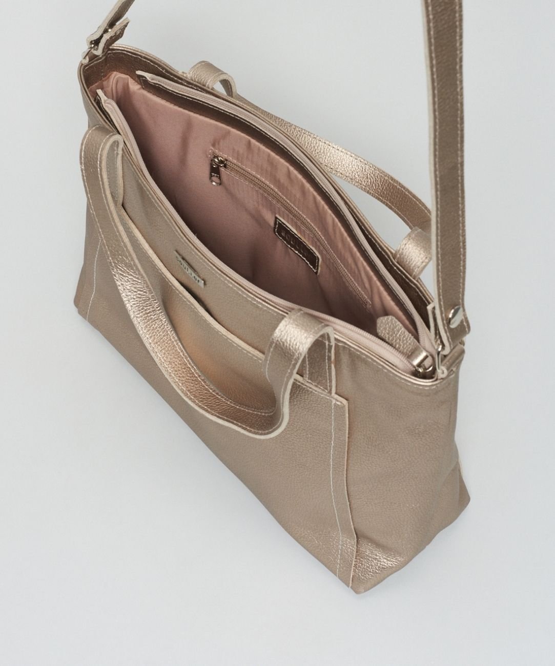 Bolsa g Couro Alice - Prata Velho Dourado 5