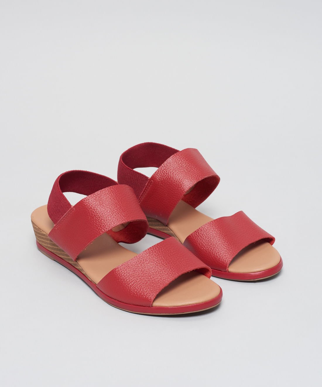 Anabela Couro Elastico Traseiro - Vermelho Vermelho 2