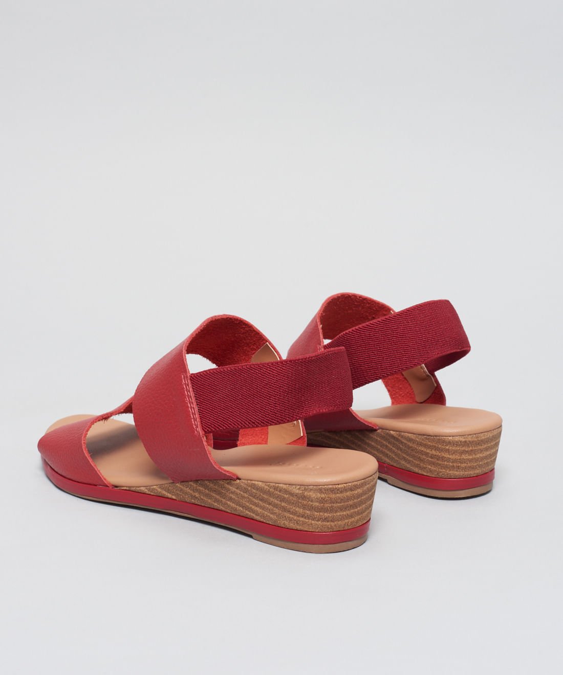 Anabela Couro Elastico Traseiro - Vermelho Vermelho 3