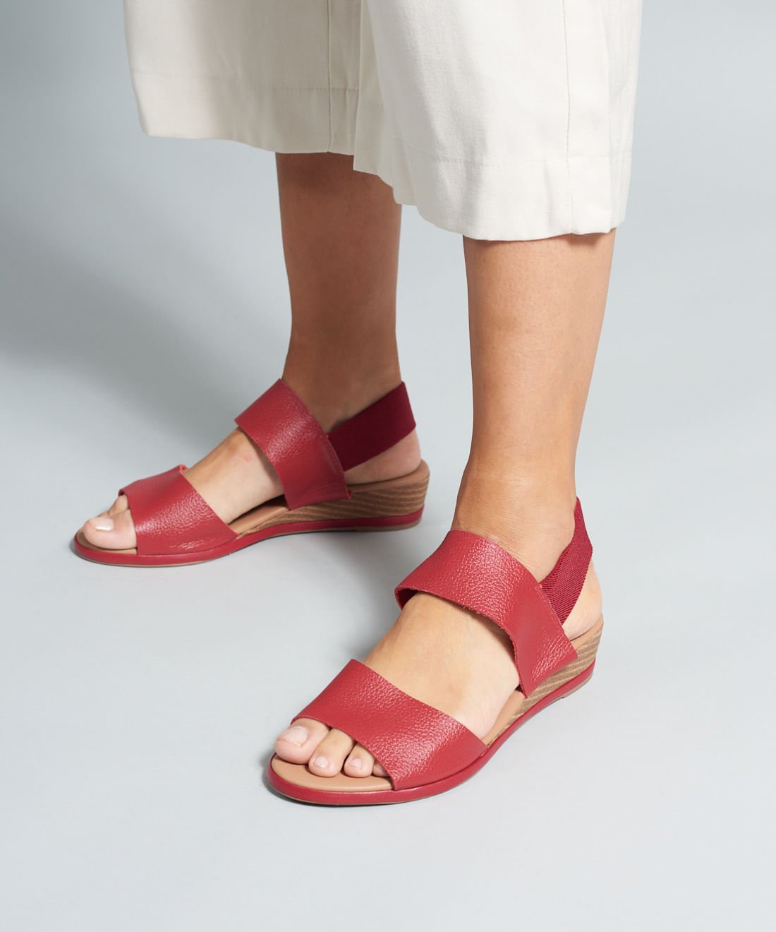 Anabela Couro Elastico Traseiro - Vermelho Vermelho 5