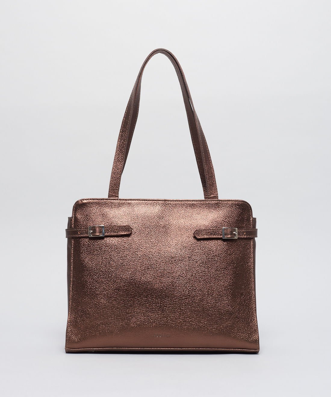 Bolsa g Couro Fivelas - Bronze