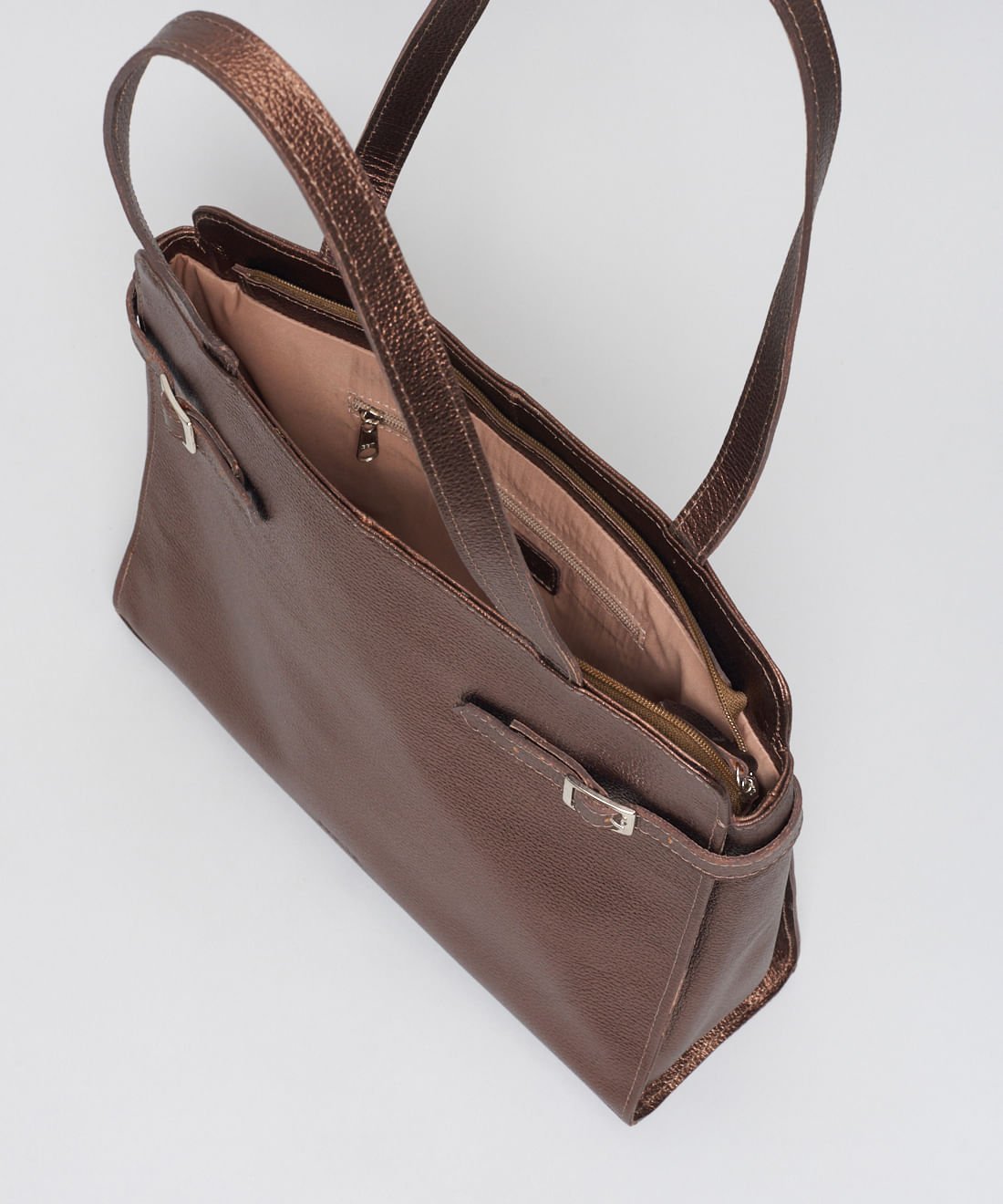 Bolsa g Couro Fivelas - Bronze Bronze 3