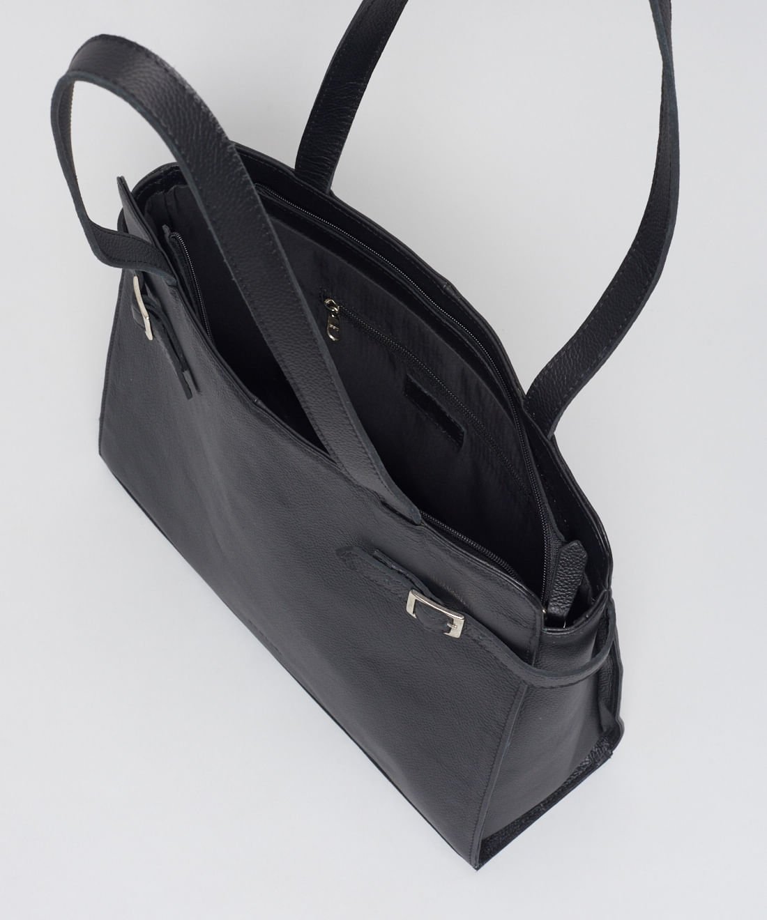 Bolsa g Couro Fivelas - Preto Preto 3