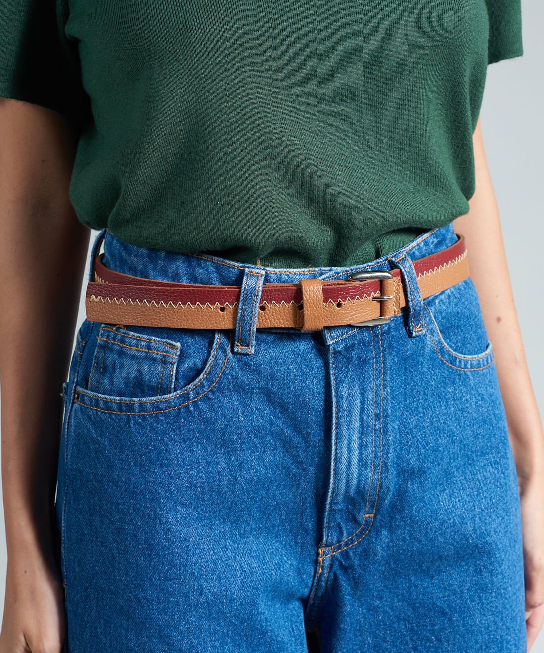 Cinto Duo Couro - Caramelo/Merlot Caramelo/Merlot 2