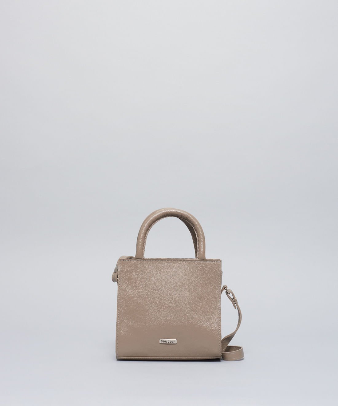 Bolsa p Couro Estruturada - Cinza