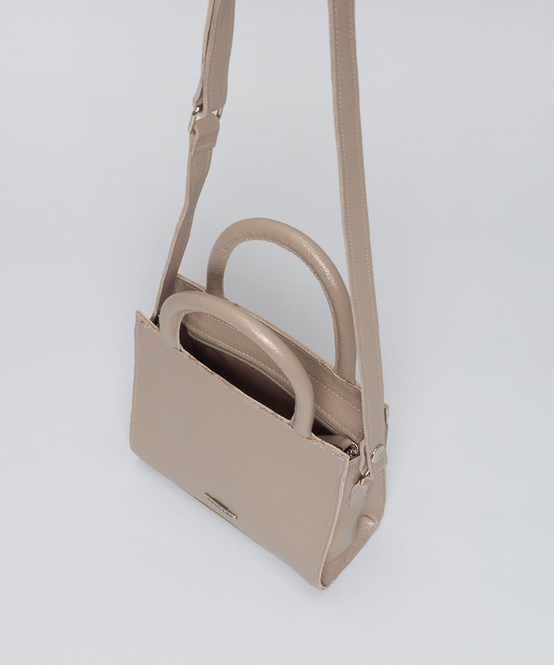 Bolsa p Couro Estruturada - Cinza Cinza 5