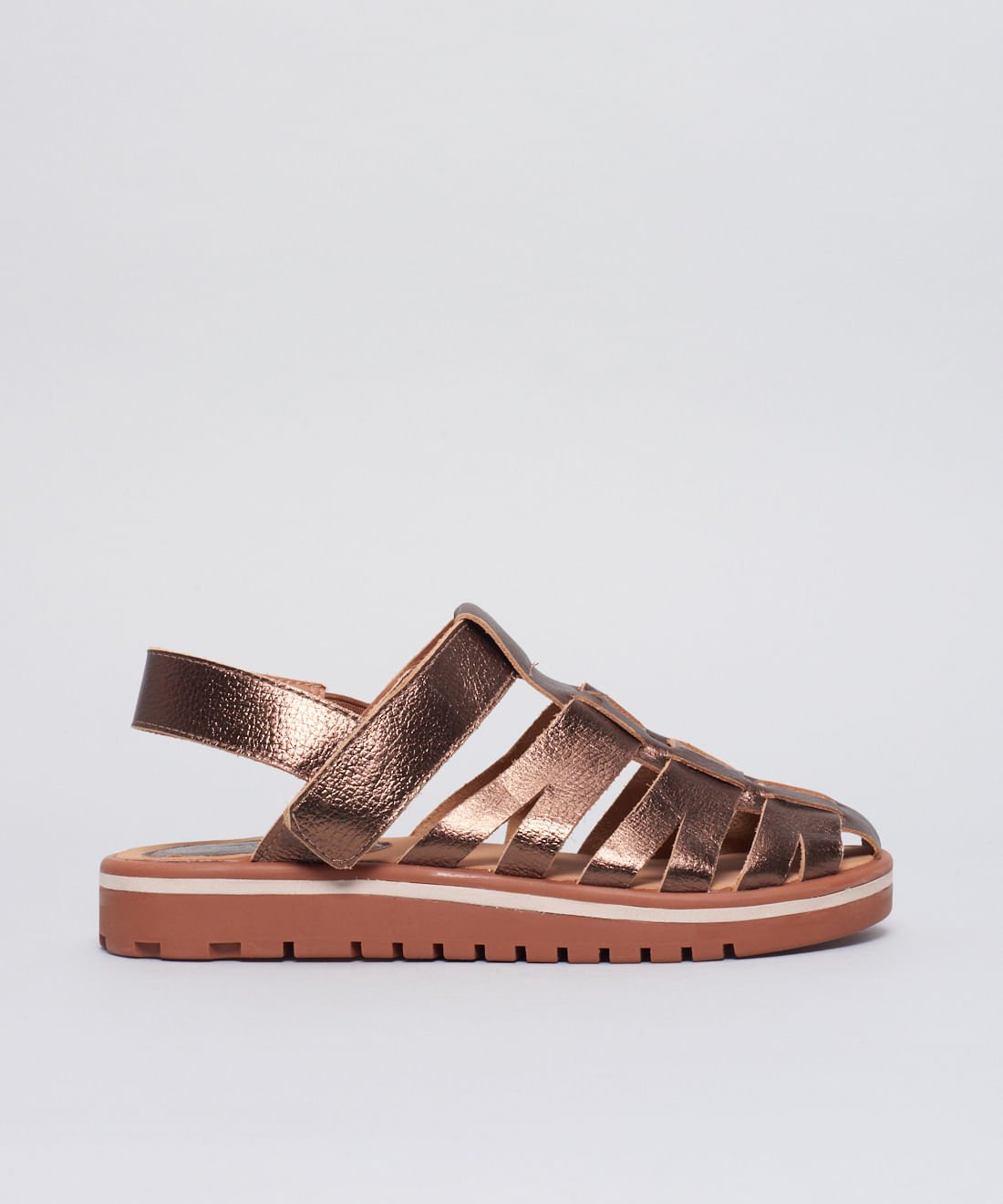 Rasteira Tratorada Pescador Velcro - Bronze