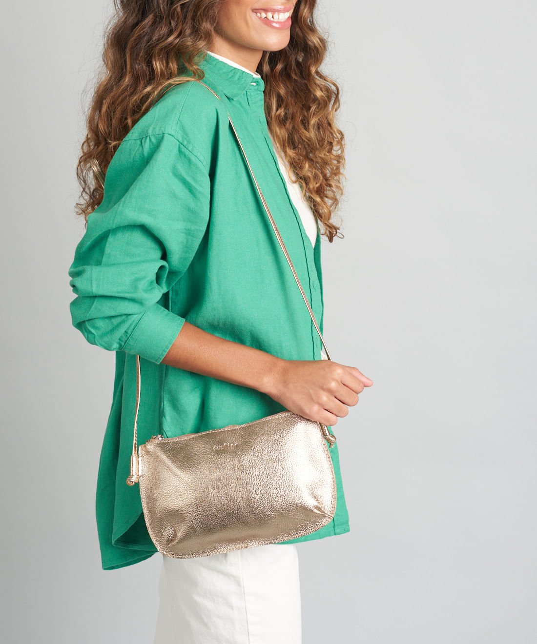 Bolsa Castanha - Metalizado Dourado 2