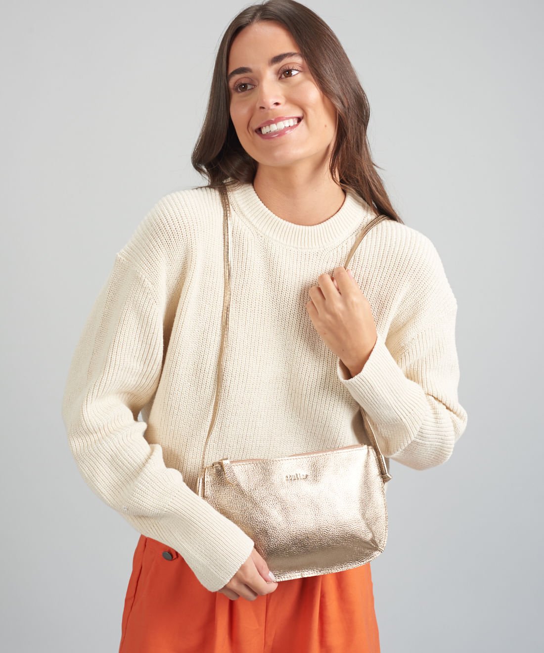 Bolsa Castanha - Metalizado Dourado 3