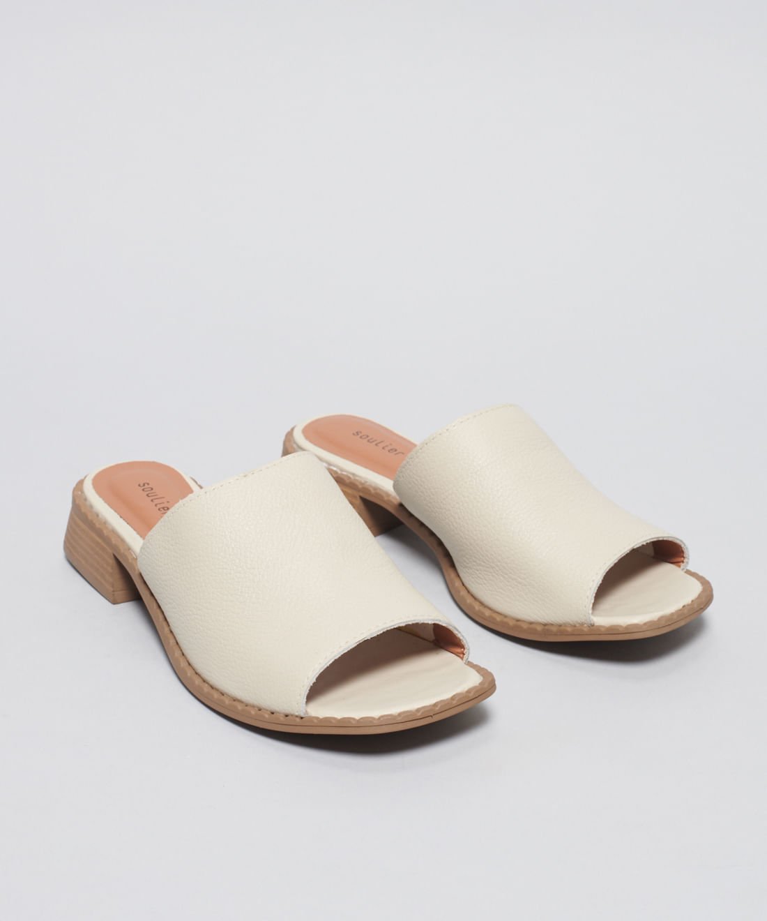 Mule Salto Couro - Offwhite Branco 2