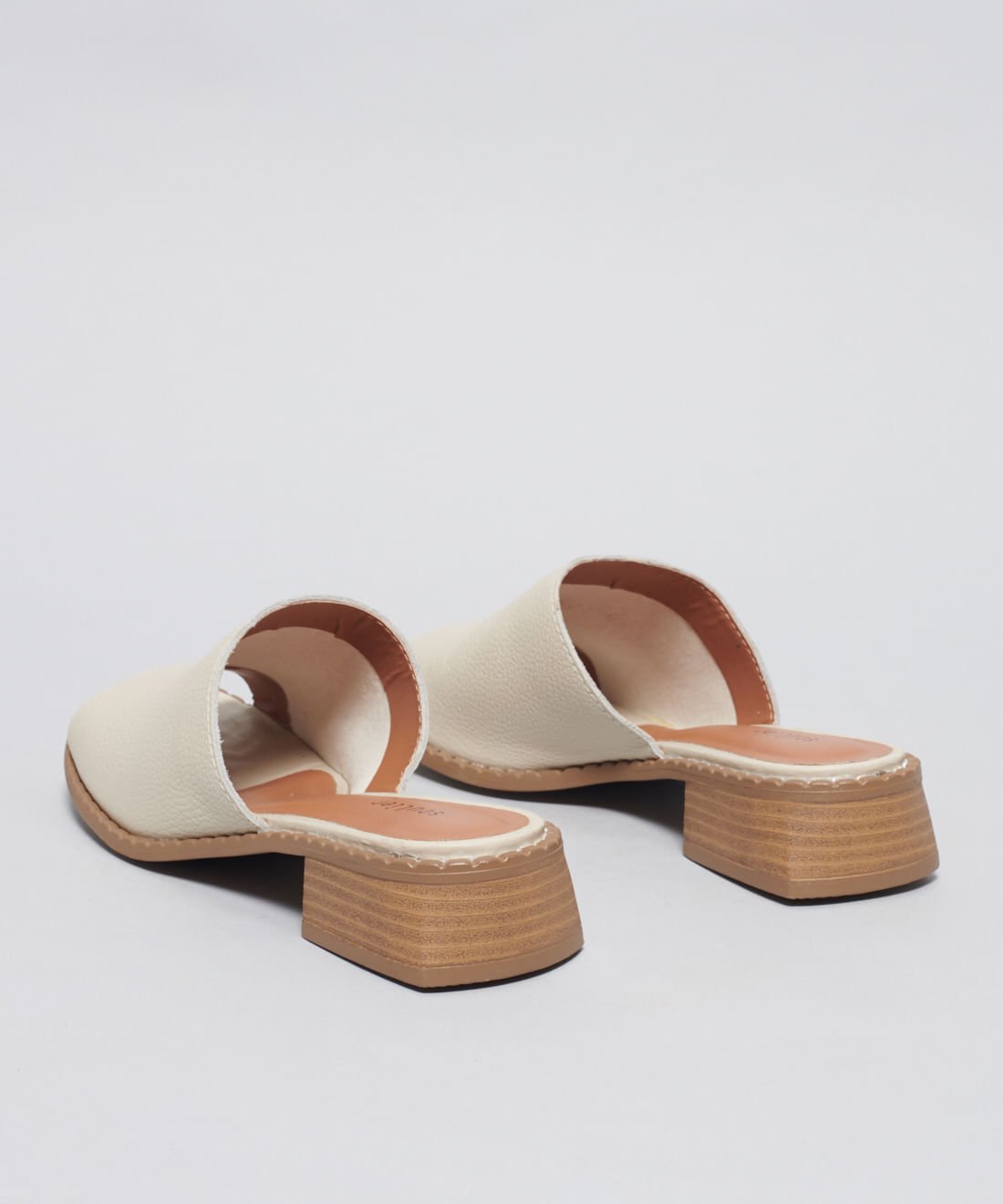 Mule Salto Couro - Offwhite Branco 3