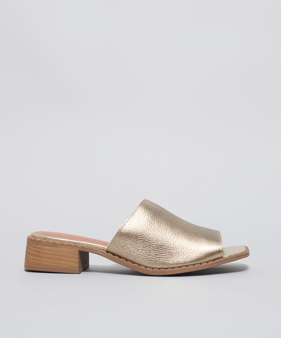 Mule Salto Couro - Prata Velho