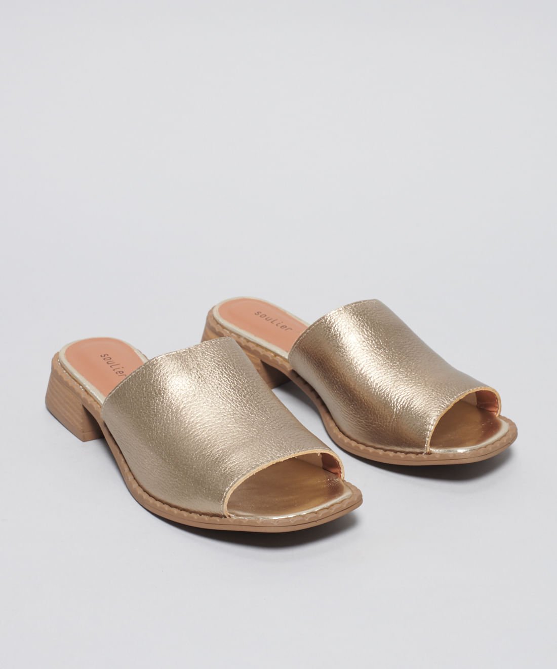 Mule Salto Couro - Prata Velho Prata 2