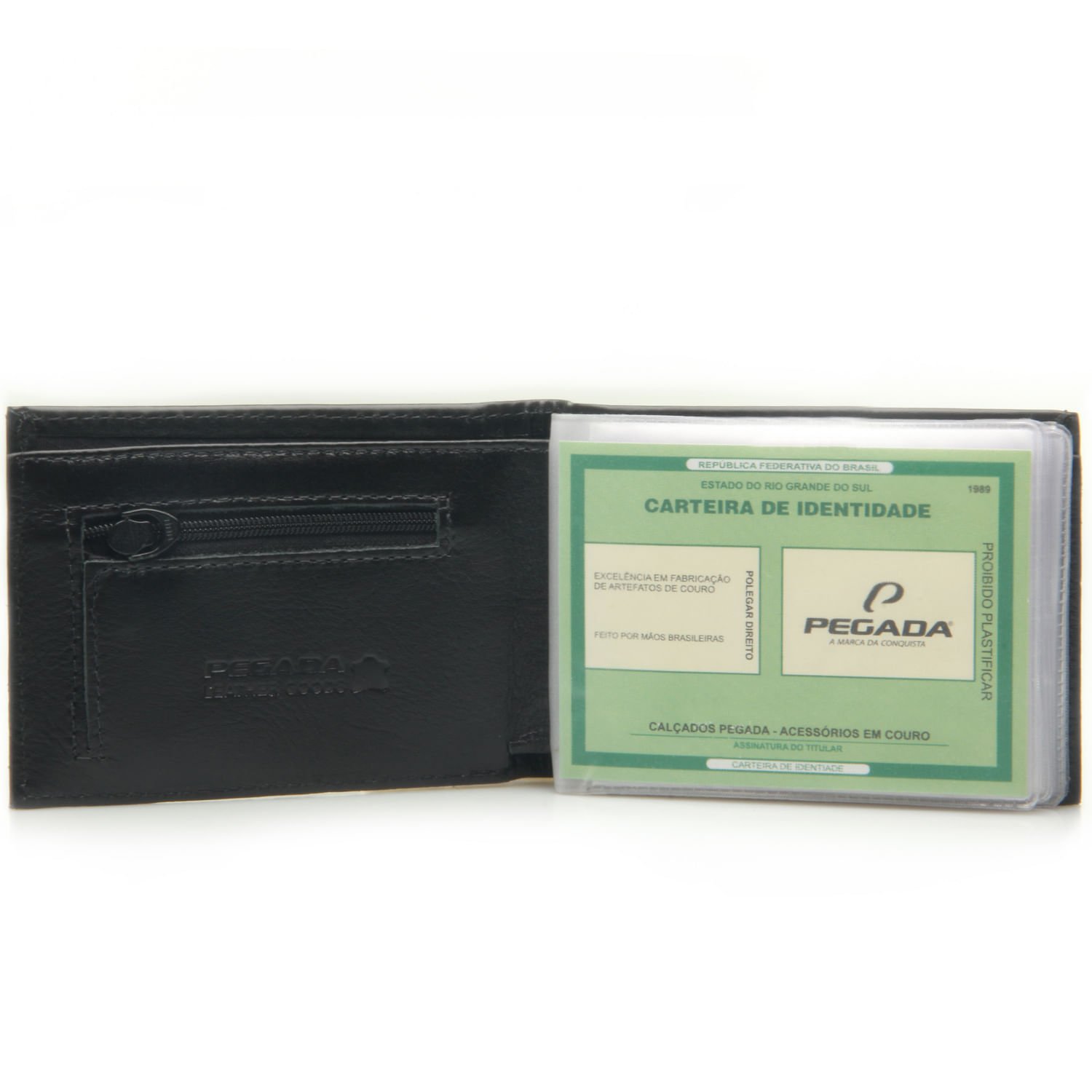 Carteira Pegada Masculina em Couro Preto CA034102-02 Preto 2