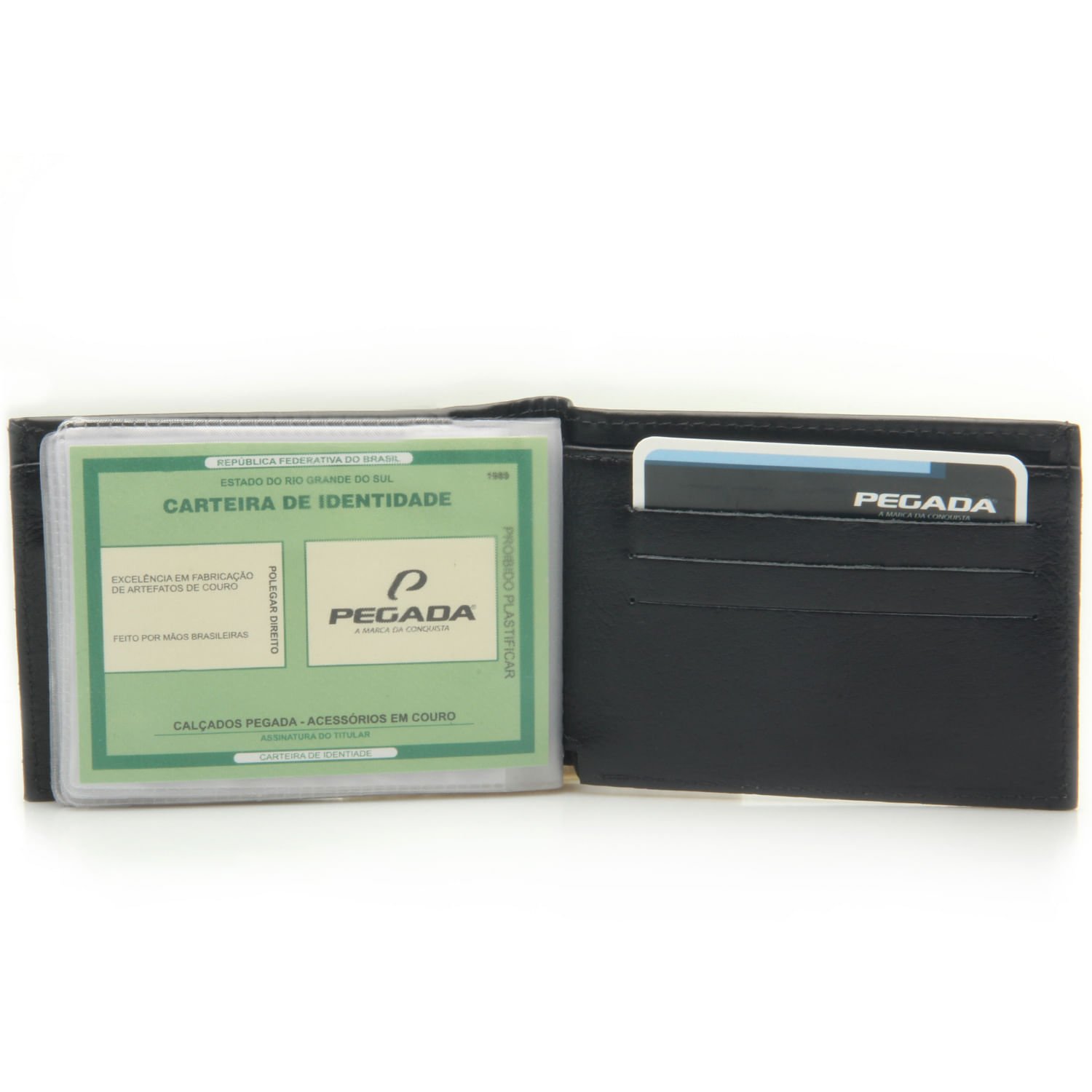 Carteira Pegada Masculina em Couro Preto CA034102-02 Preto 3