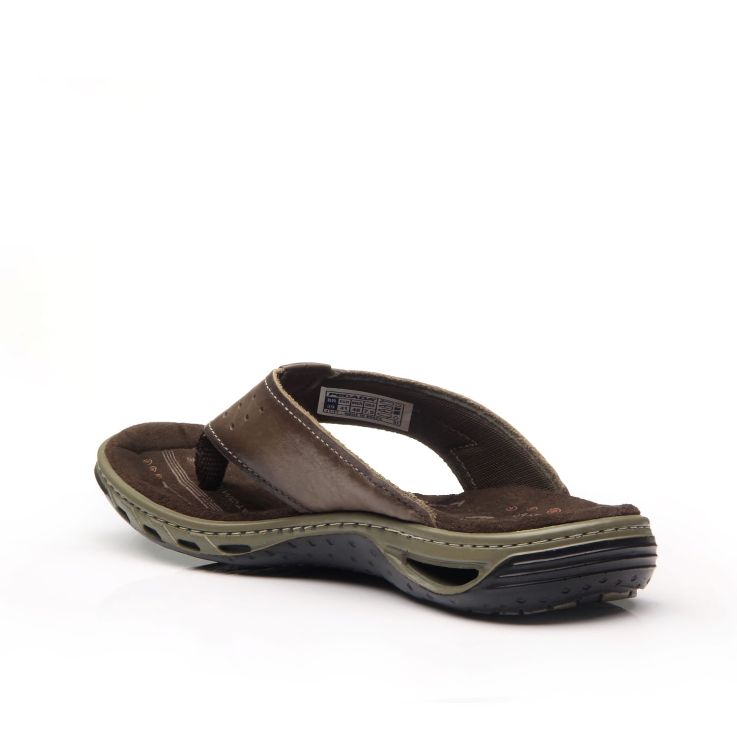 Chinelo Pegada Masculino em Couro Pinhão 131663-02 Marrom 3