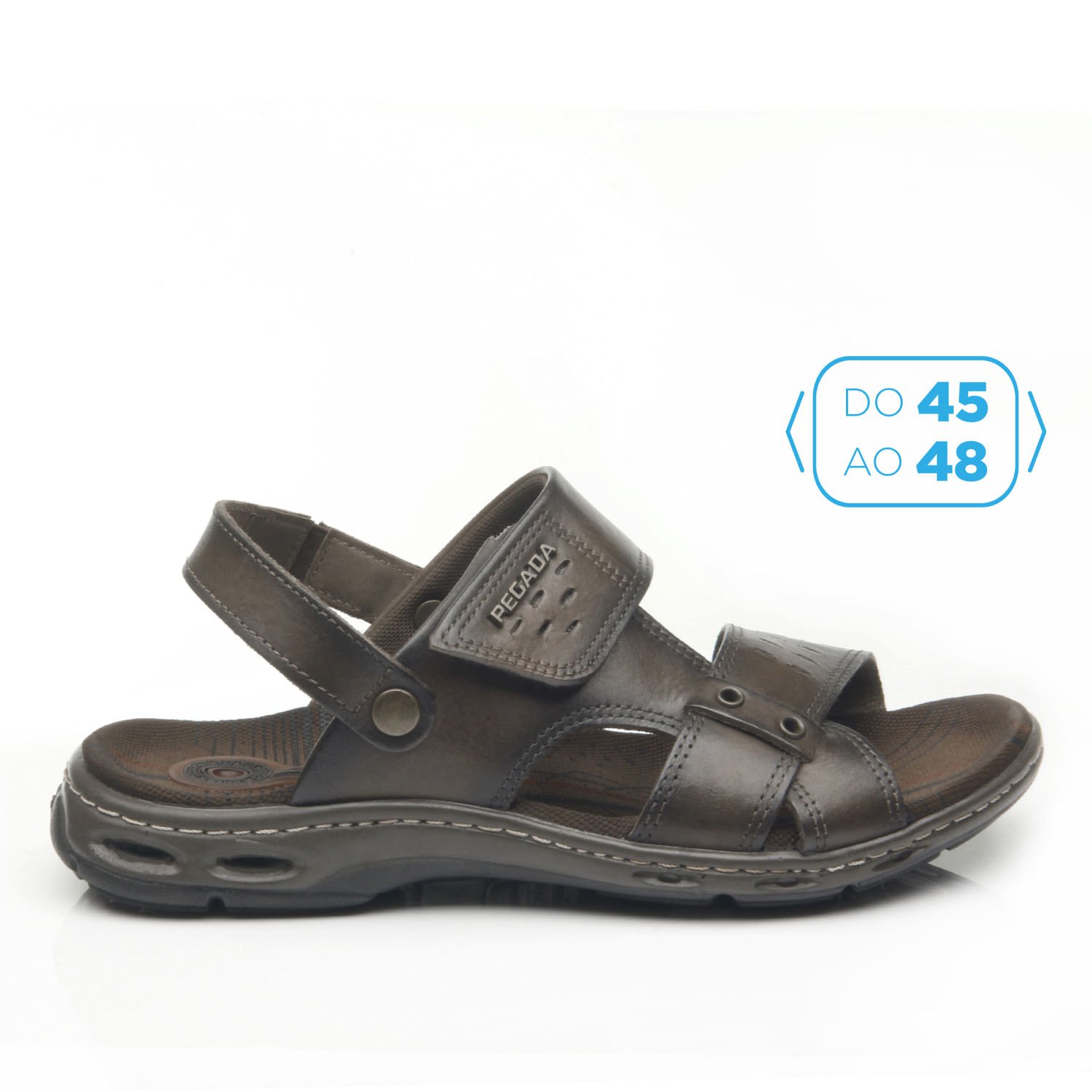 Sandália Pegada Masculina Plus Size em Couro Cravo 530653-03 Marrom 5