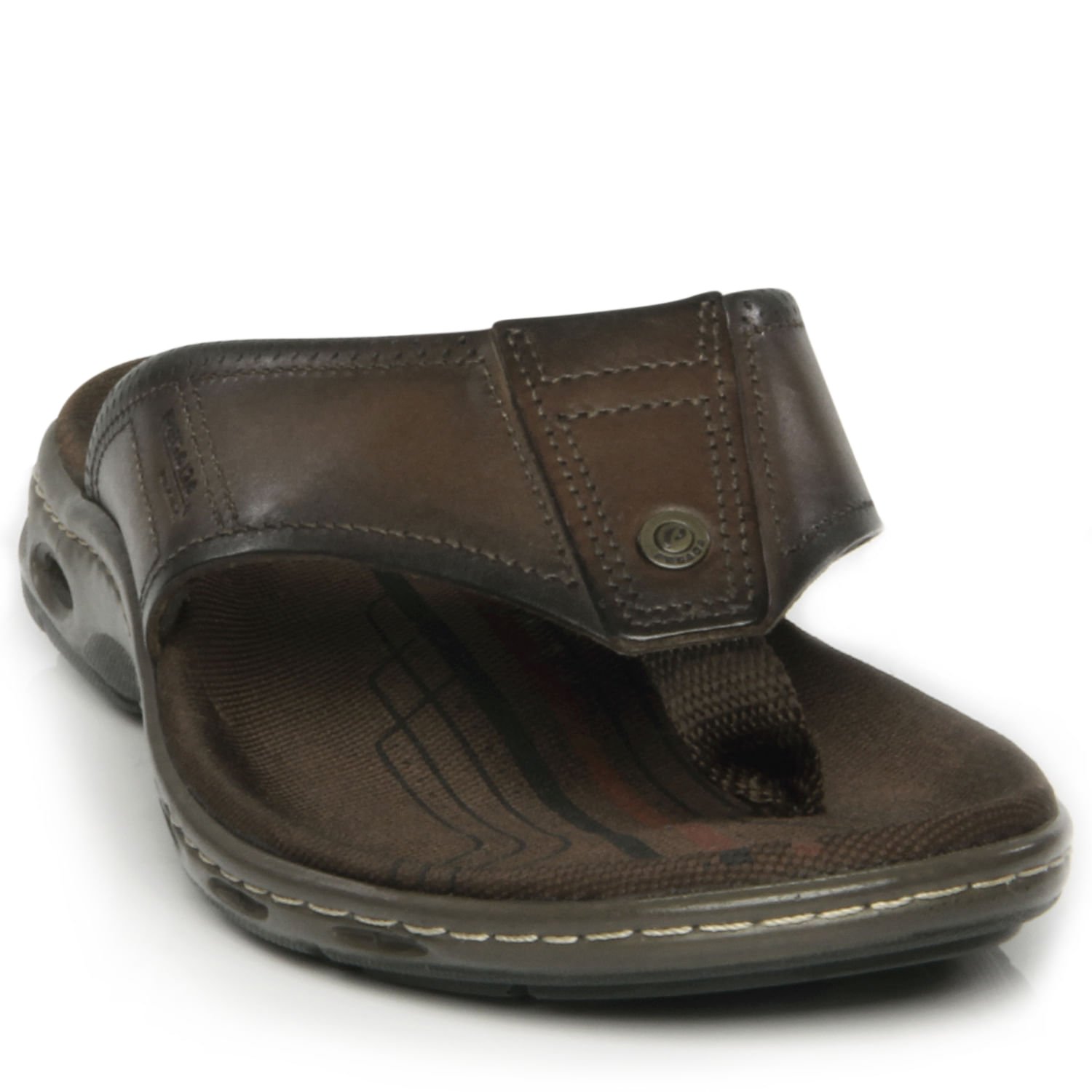 Chinelo Pegada Masculino em Couro Pinhão 530641-02 Marrom 2