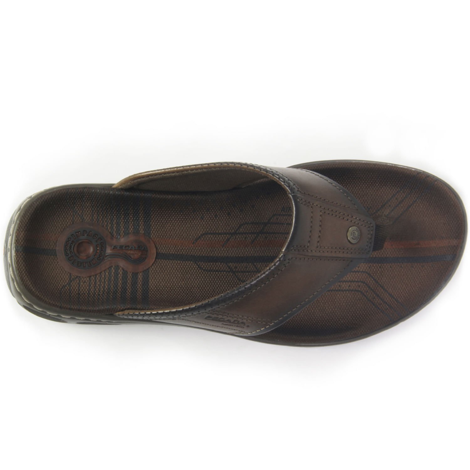 Chinelo Pegada Masculino em Couro Pinhão 530641-02 Marrom 5