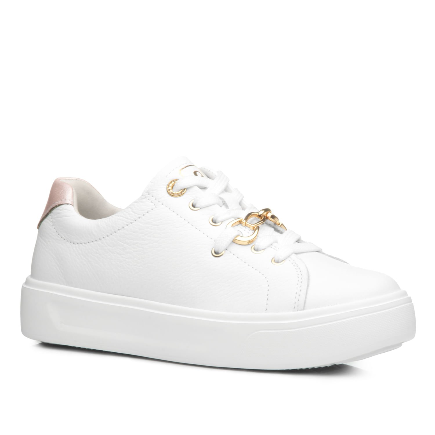 Tenis Pegada Feminino em Couro Branco 211202-02