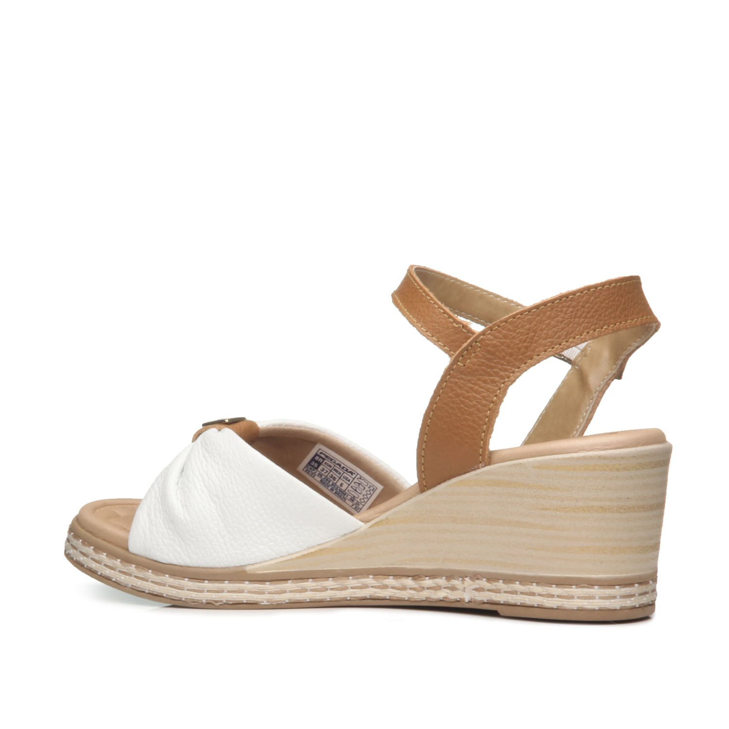 Sandália Anabela Pegada Feminina em Couro Branco 233906-01 Branco 4