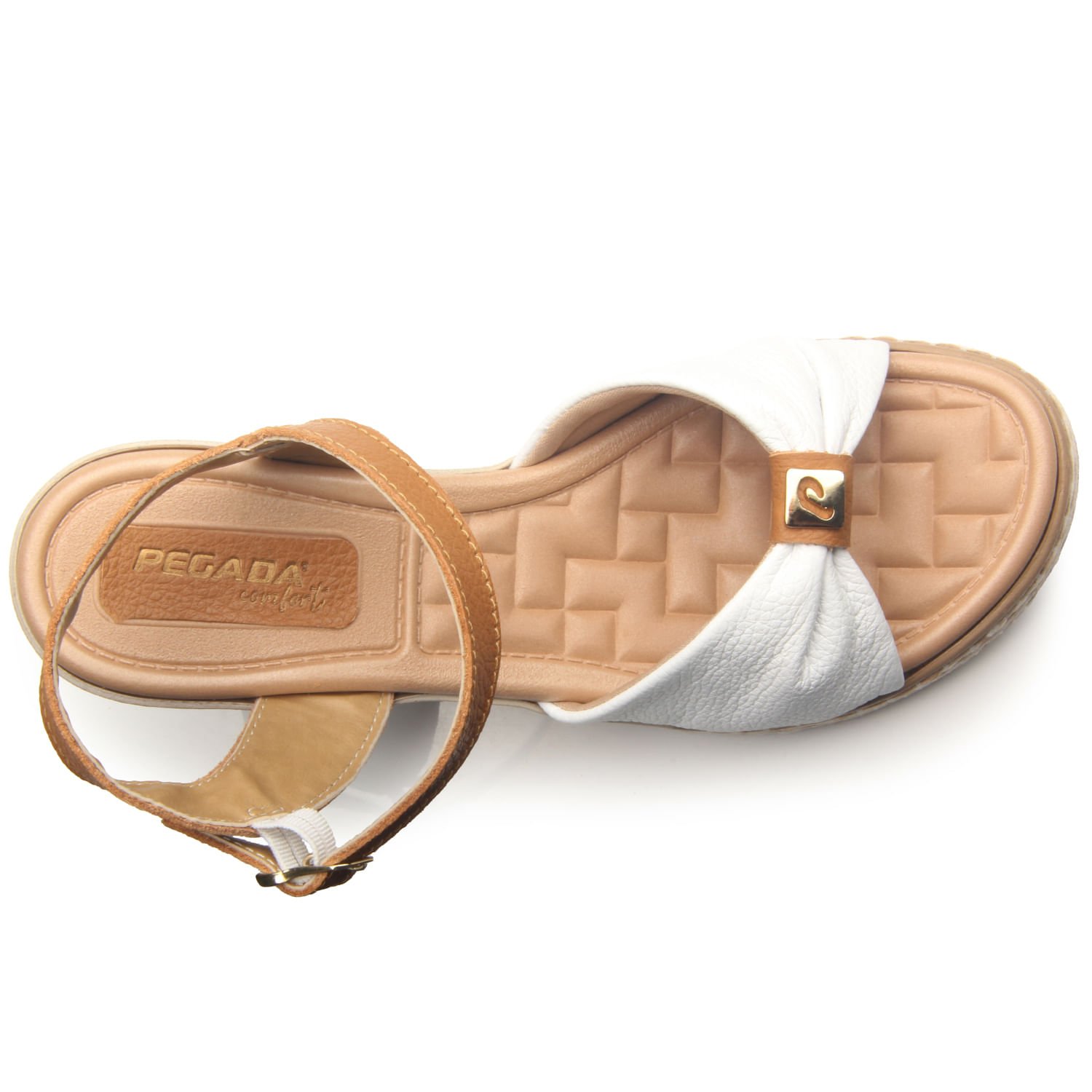 Sandália Anabela Pegada Feminina em Couro Branco 233906-01 Branco 6