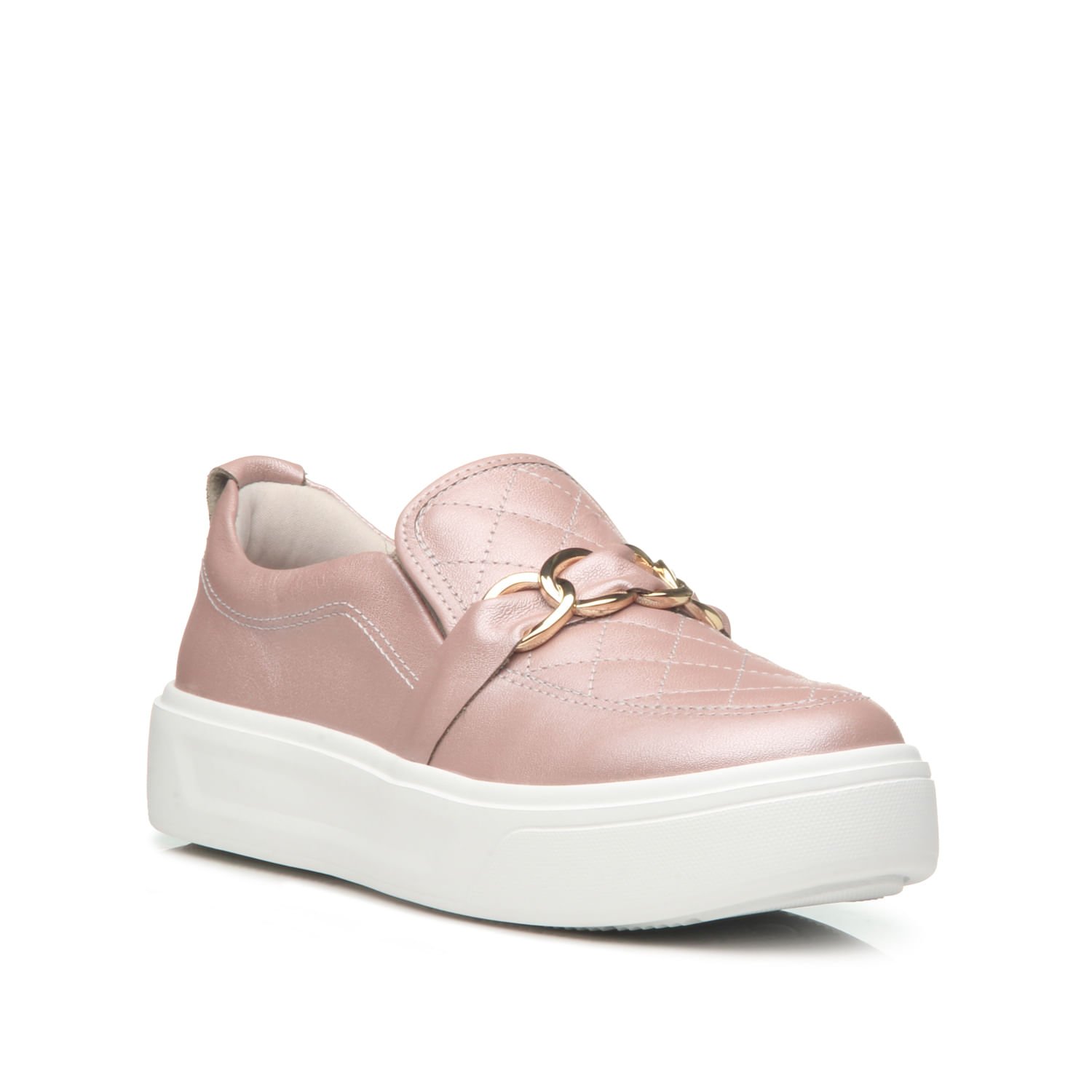 Tênis Pegada Slip on em couro Feminino Rosa 3