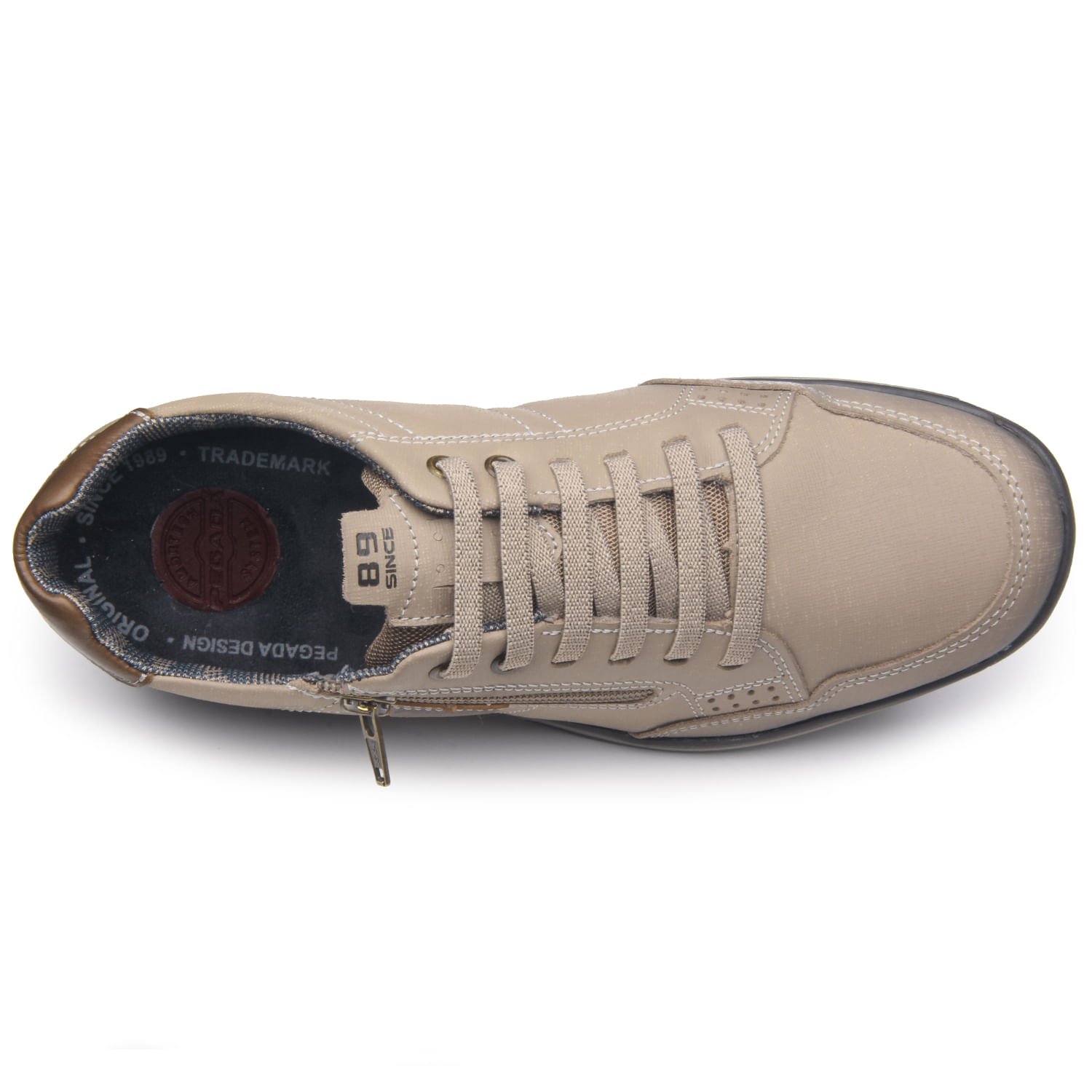 Sapatênis Pegada Masculino em Couro Areia 114861-04 Bege 7