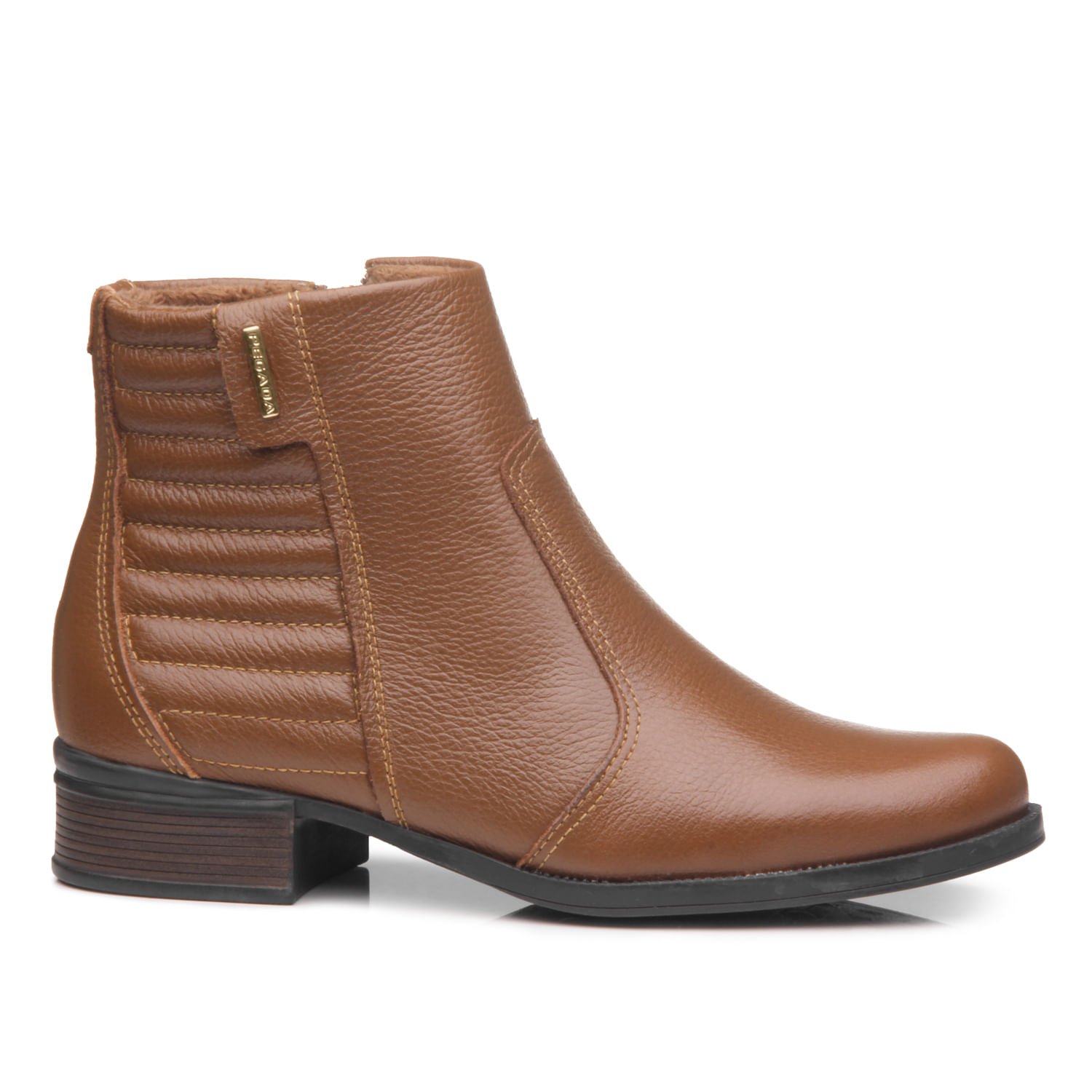 Bota Pegada Feminina em Couro Terracota Cano Curto 282008-02