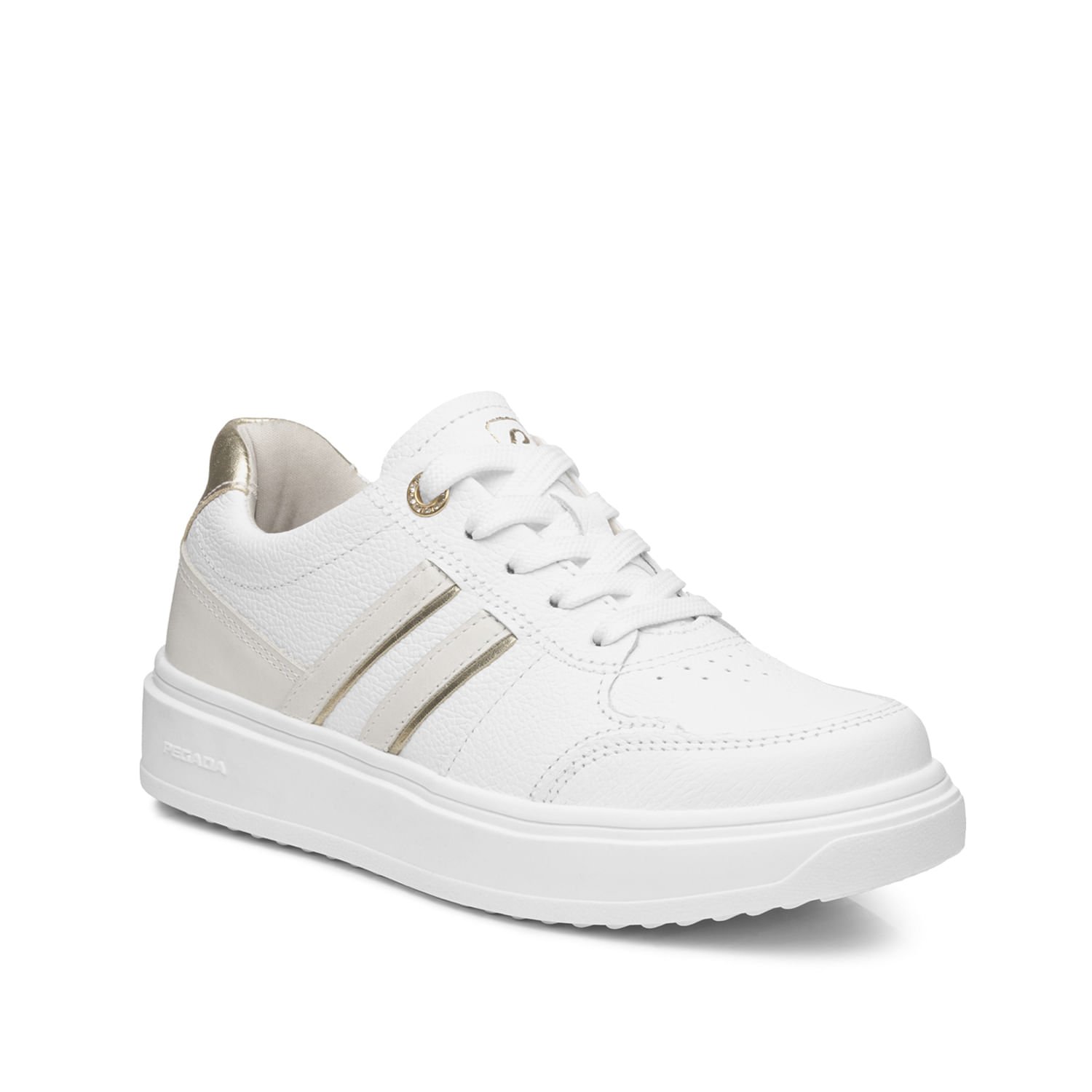 Tênis Pegada Feminino em Couro Branco 211302-01 Branco 3