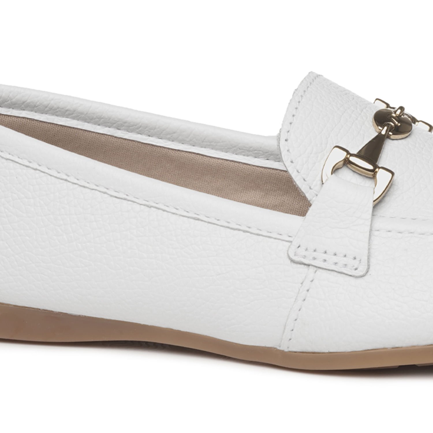Sapato Mocassim Pegada Feminino em Couro Branco 229001-01 Branco 2