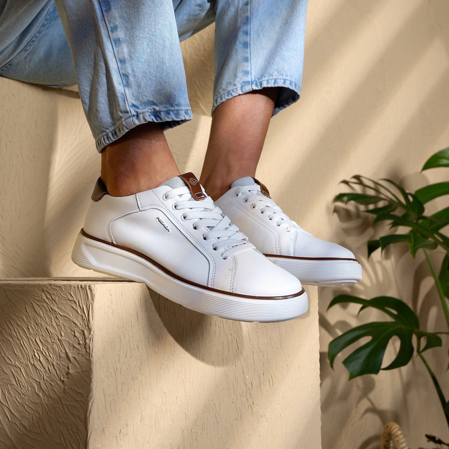 Tênis Casual Pegada Masculino em Couro Branco 110931-01 Branco 2