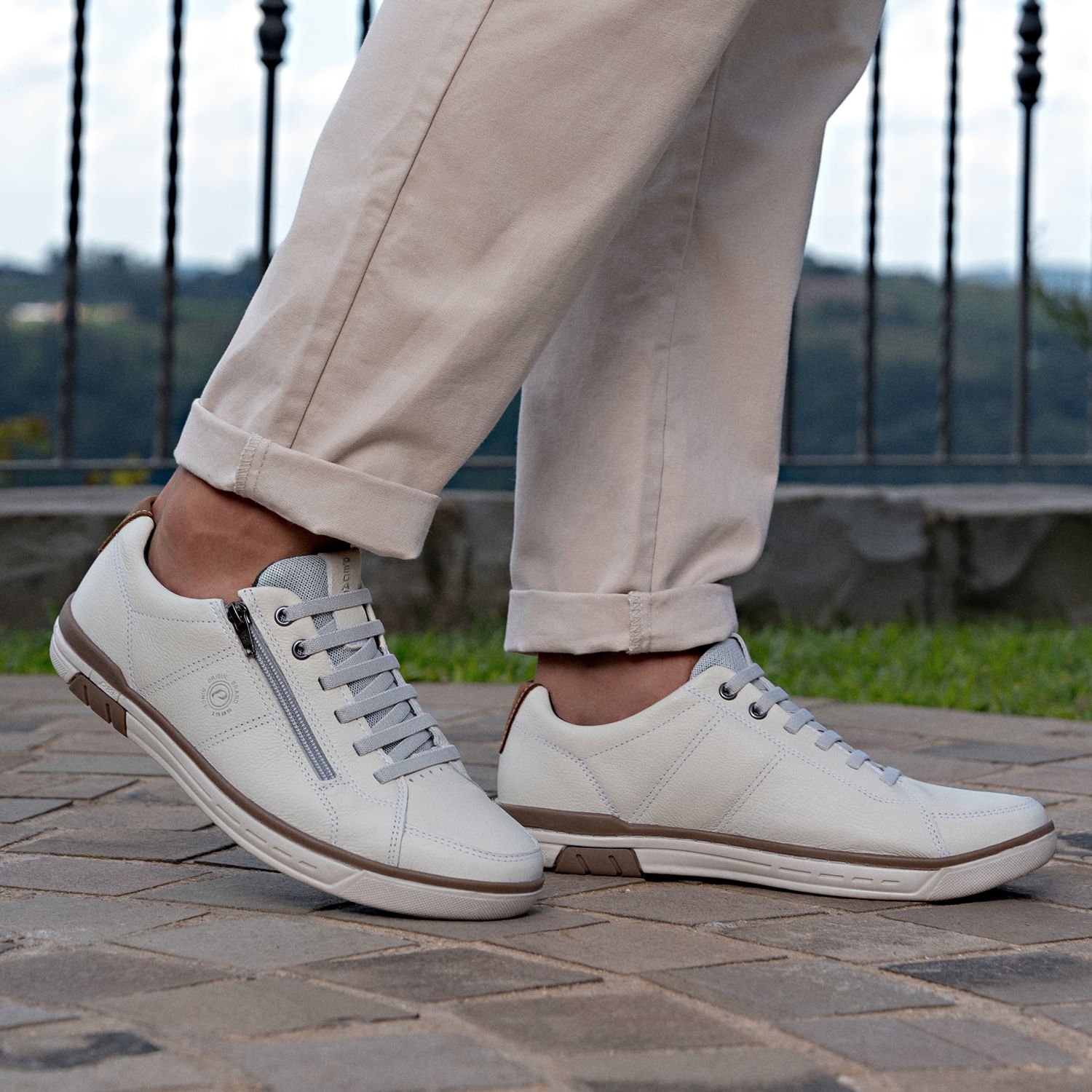 Sapatênis Pegada Masculino em Couro Milk 119313-05 Branco 2