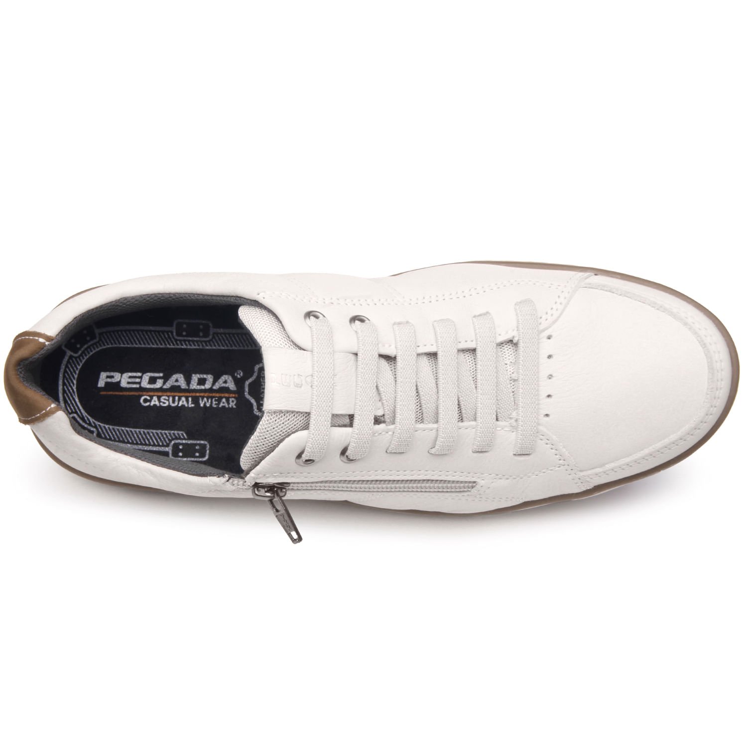 Sapatênis Pegada Masculino em Couro Milk 119313-05 Branco 6