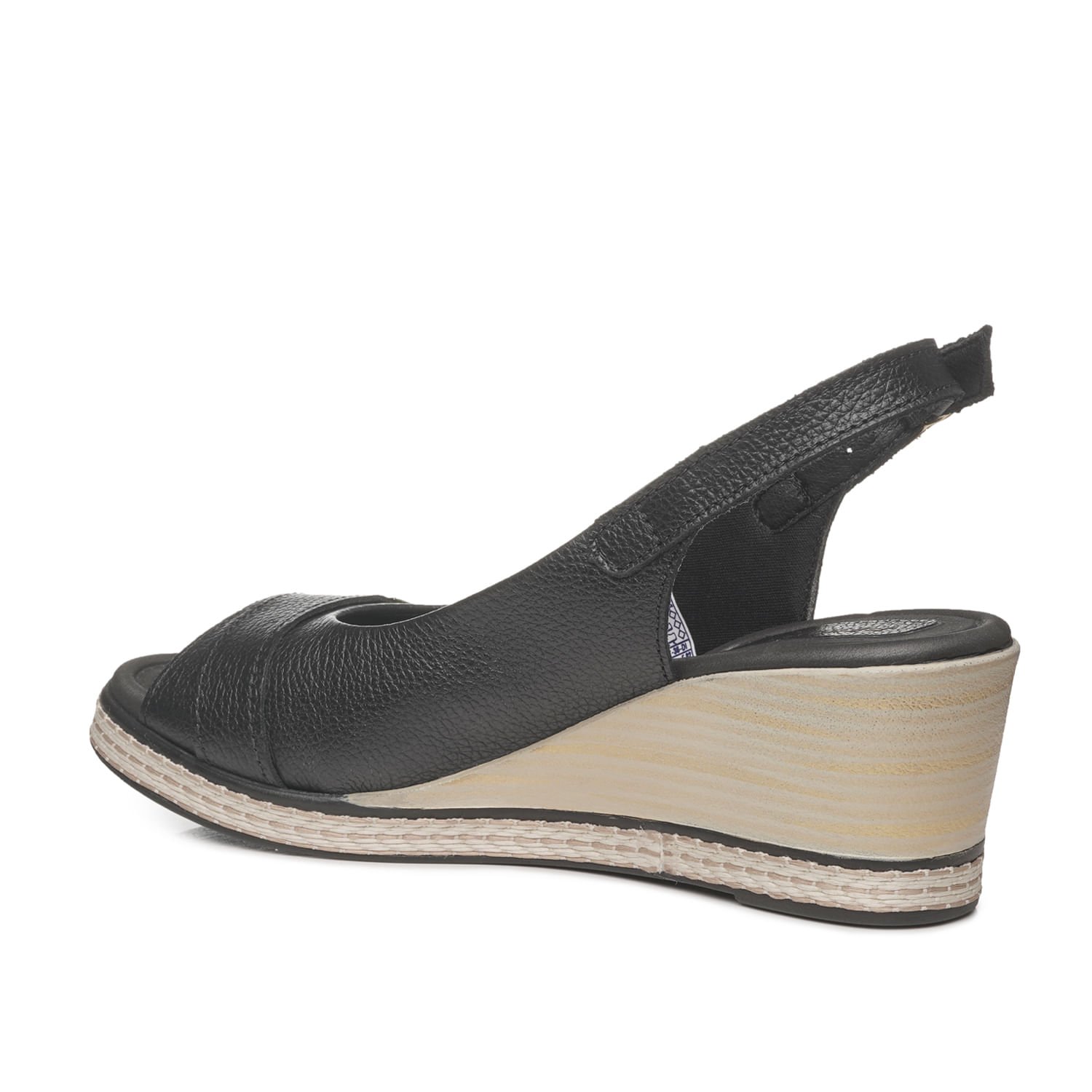 Sandália Anabela Pegada Feminina em Couro Preto 233909-03 Preto 4