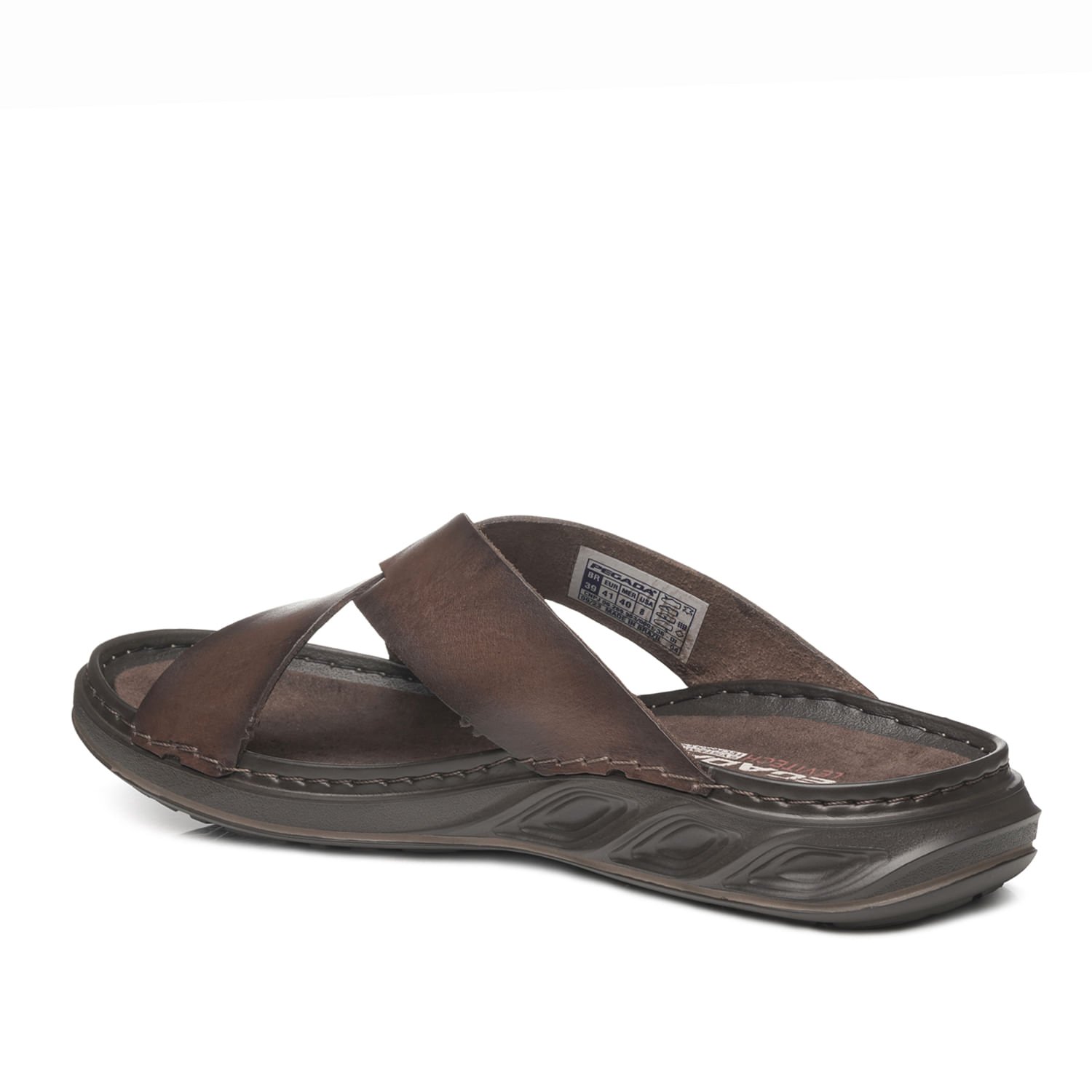 Chinelo Pegada Masculino em Couro Pinhão 134102-02 Marrom 4