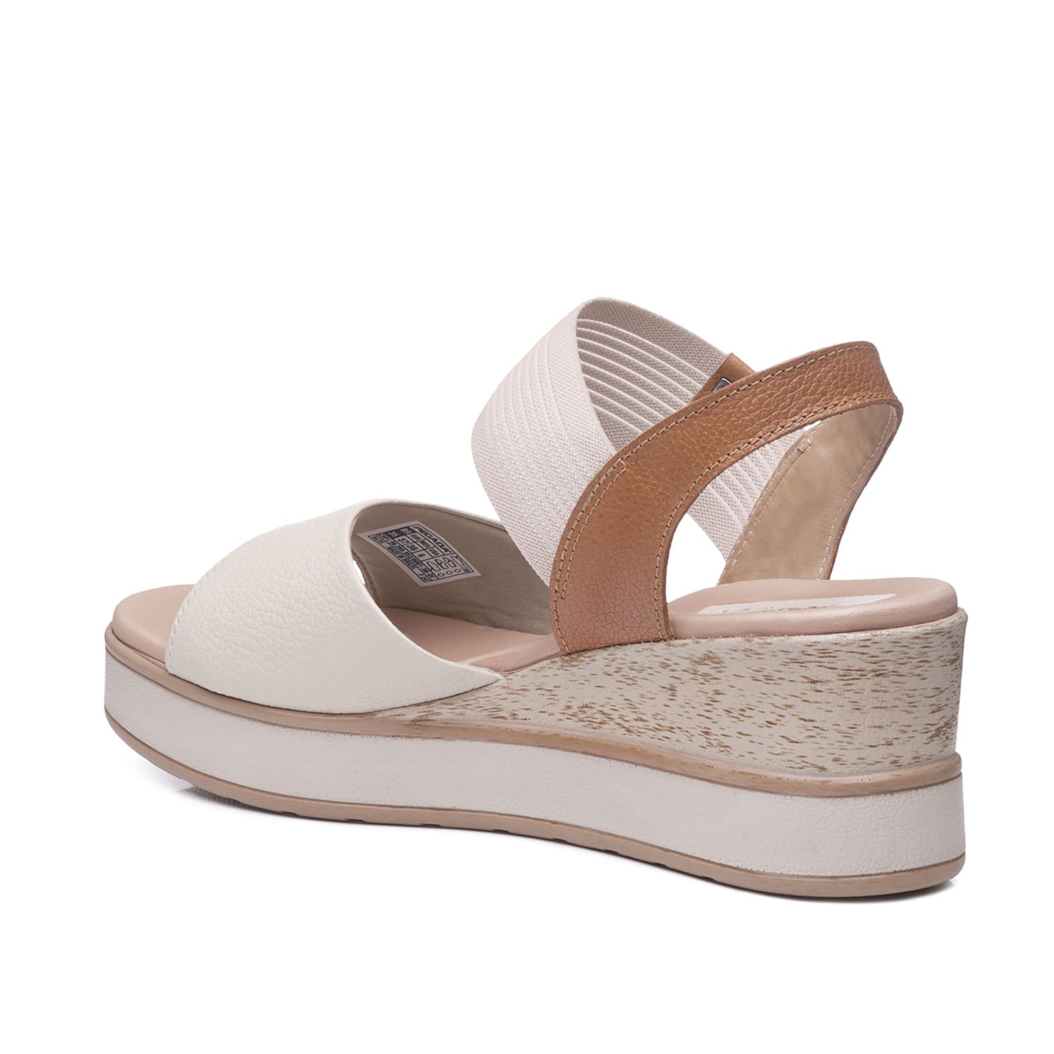 Sandália Anabela Pegada Feminina em Couro Off White 234202-02 Branco 3