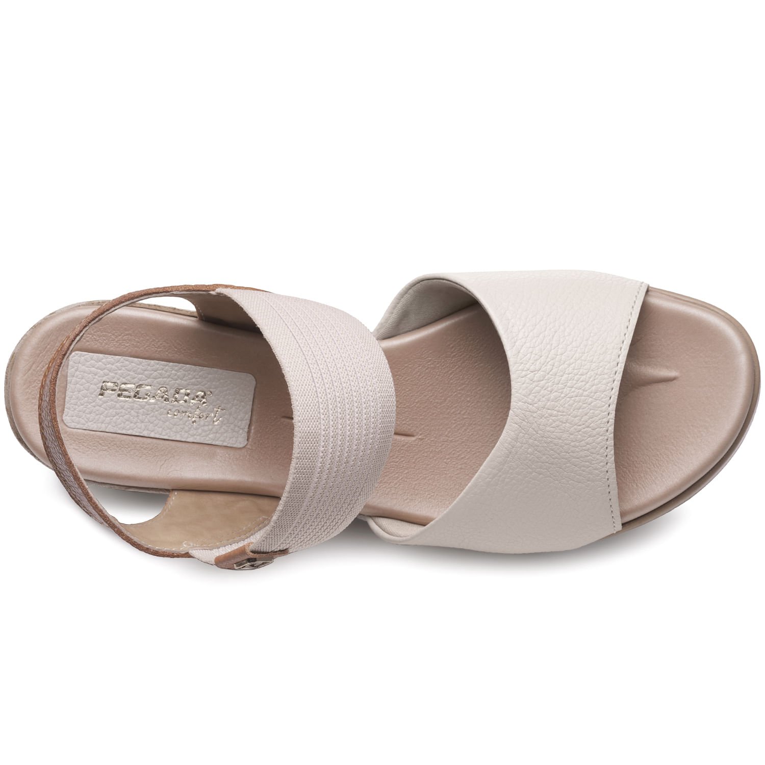 Sandália Anabela Pegada Feminina em Couro Off White 234202-02 Branco 5