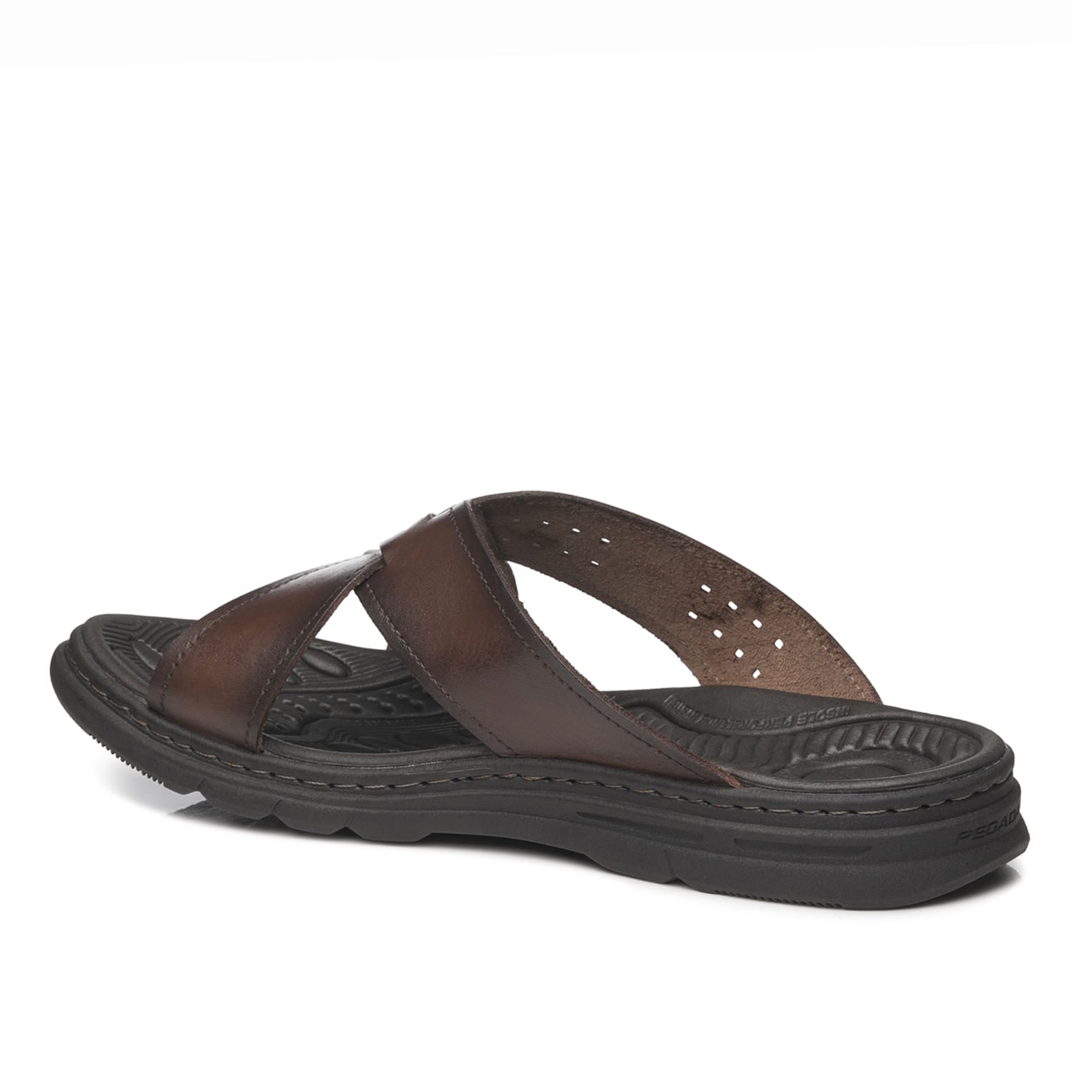 Chinelo Pegada Masculino em Couro Pinhão 134201-01 Marrom 3