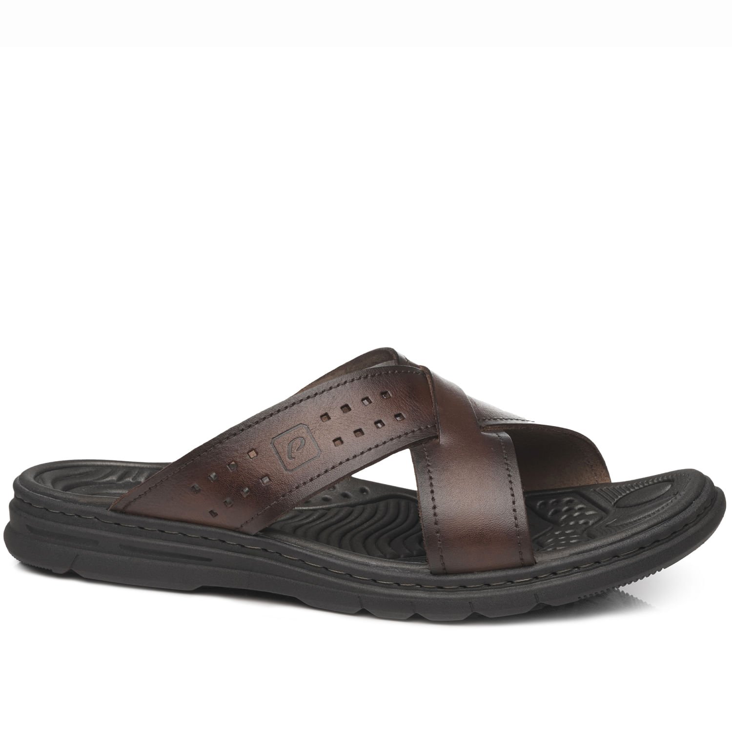 Chinelo Pegada Masculino em Couro Pinhão 134201-01 Marrom 1