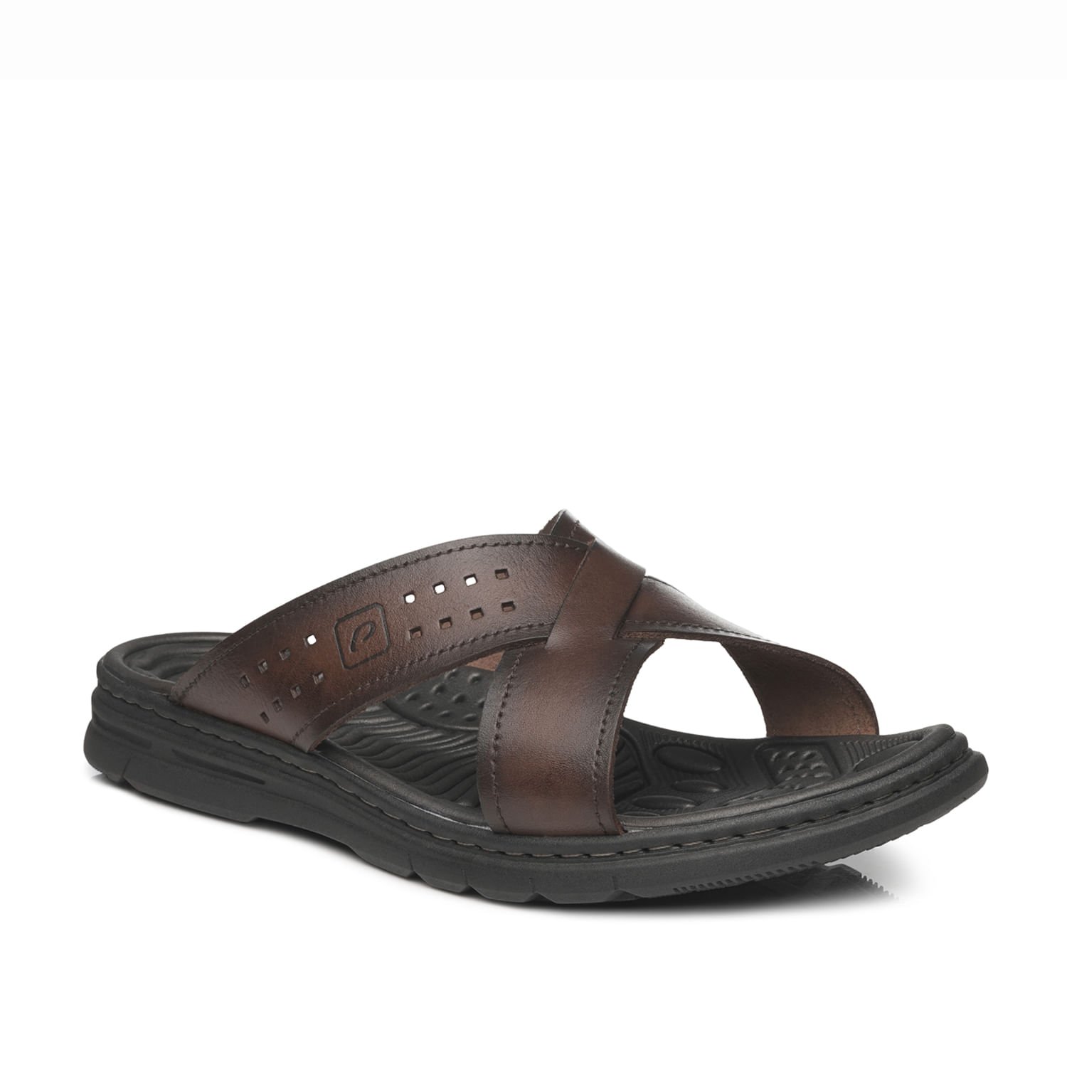 Chinelo Pegada Masculino em Couro Pinhão 134201-01 Marrom 2