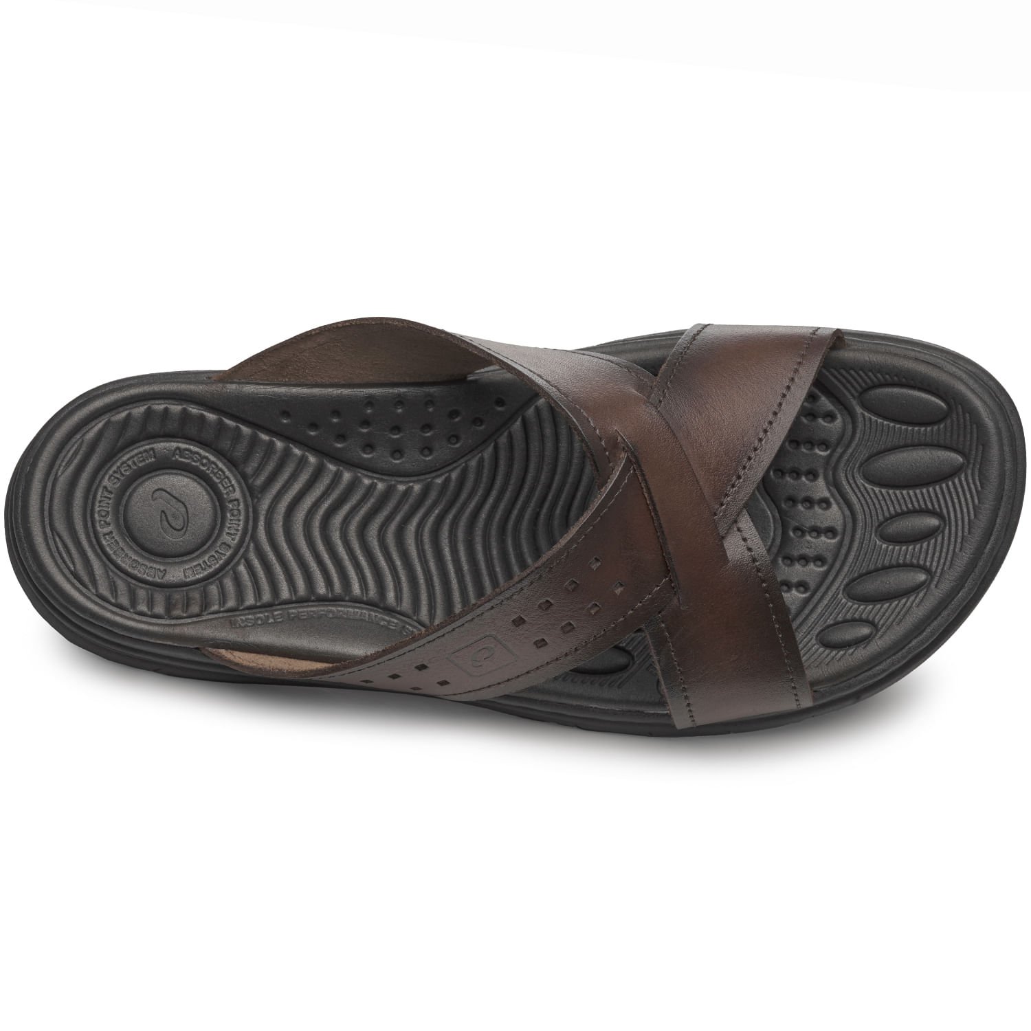 Chinelo Pegada Masculino em Couro Pinhão 134201-01 Marrom 5