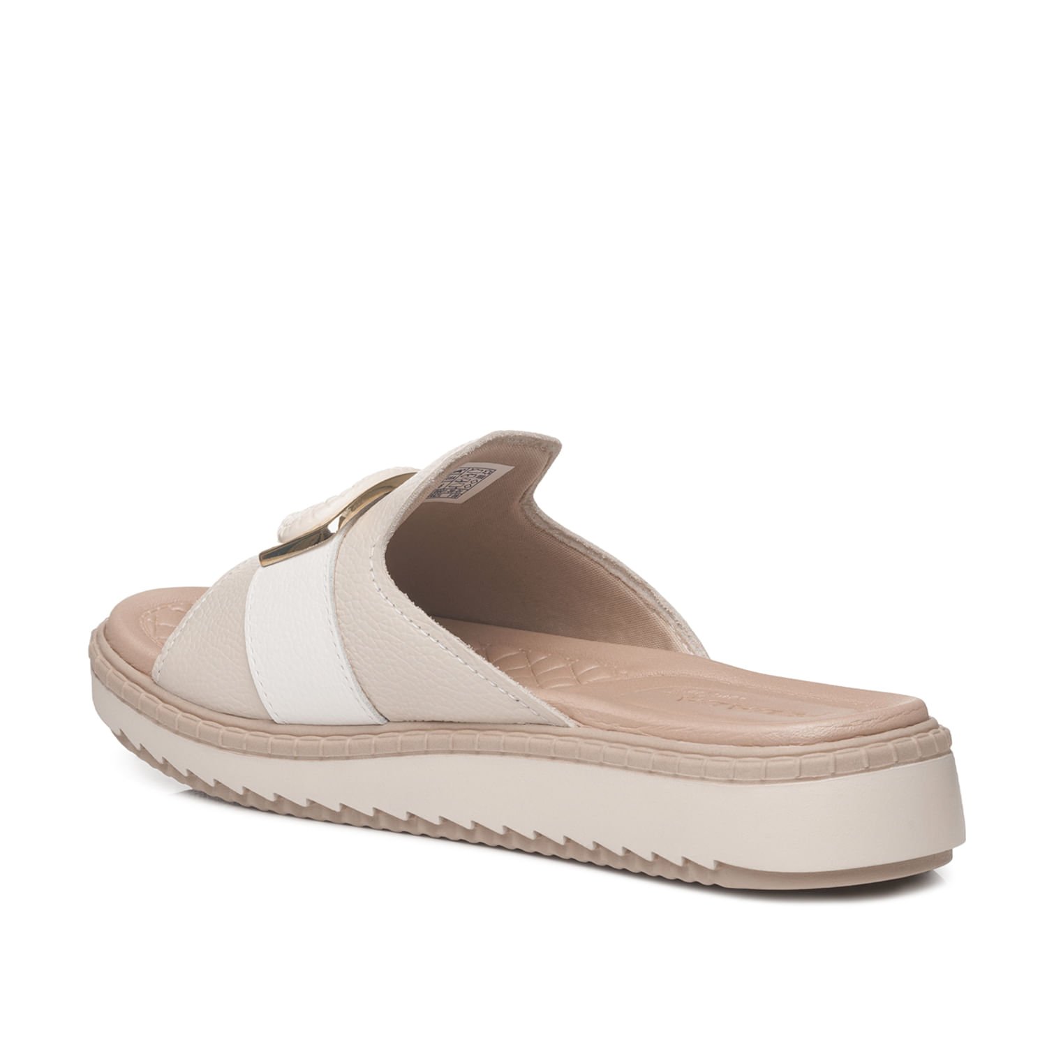 Chinelo Pegada Feminino em Couro Off White 233667-02 Bege 3