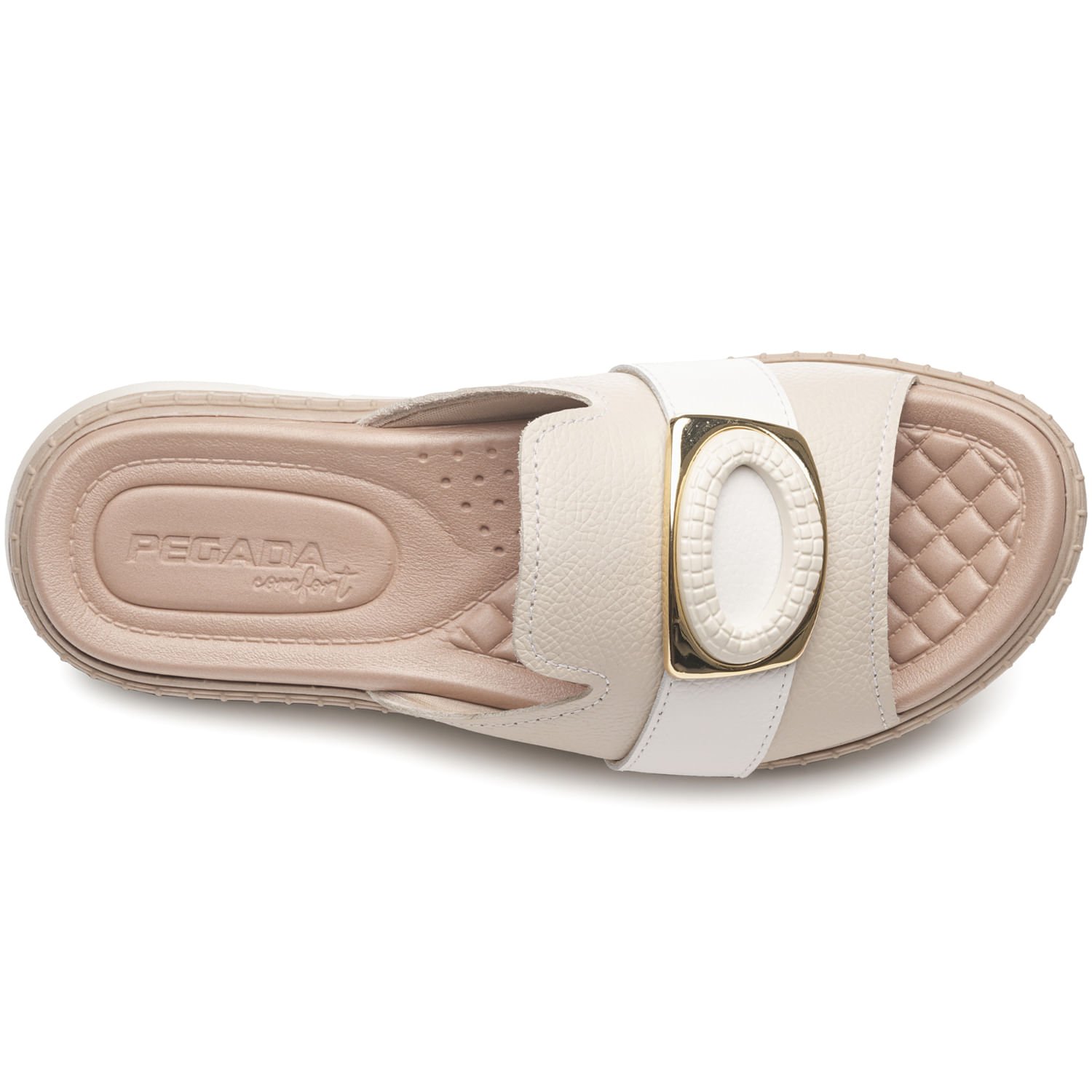 Chinelo Pegada Feminino em Couro Off White 233667-02 Bege 5