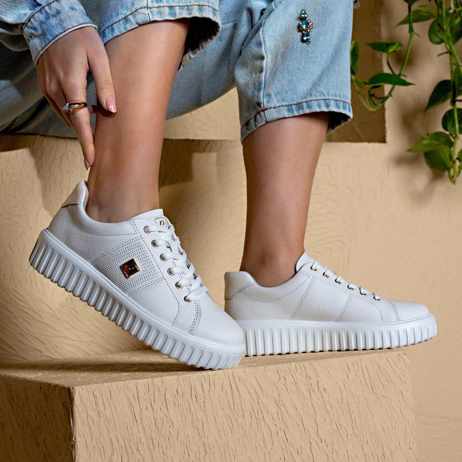 Tênis Pegada Feminino em Couro Branco 212108-01 Branco 2