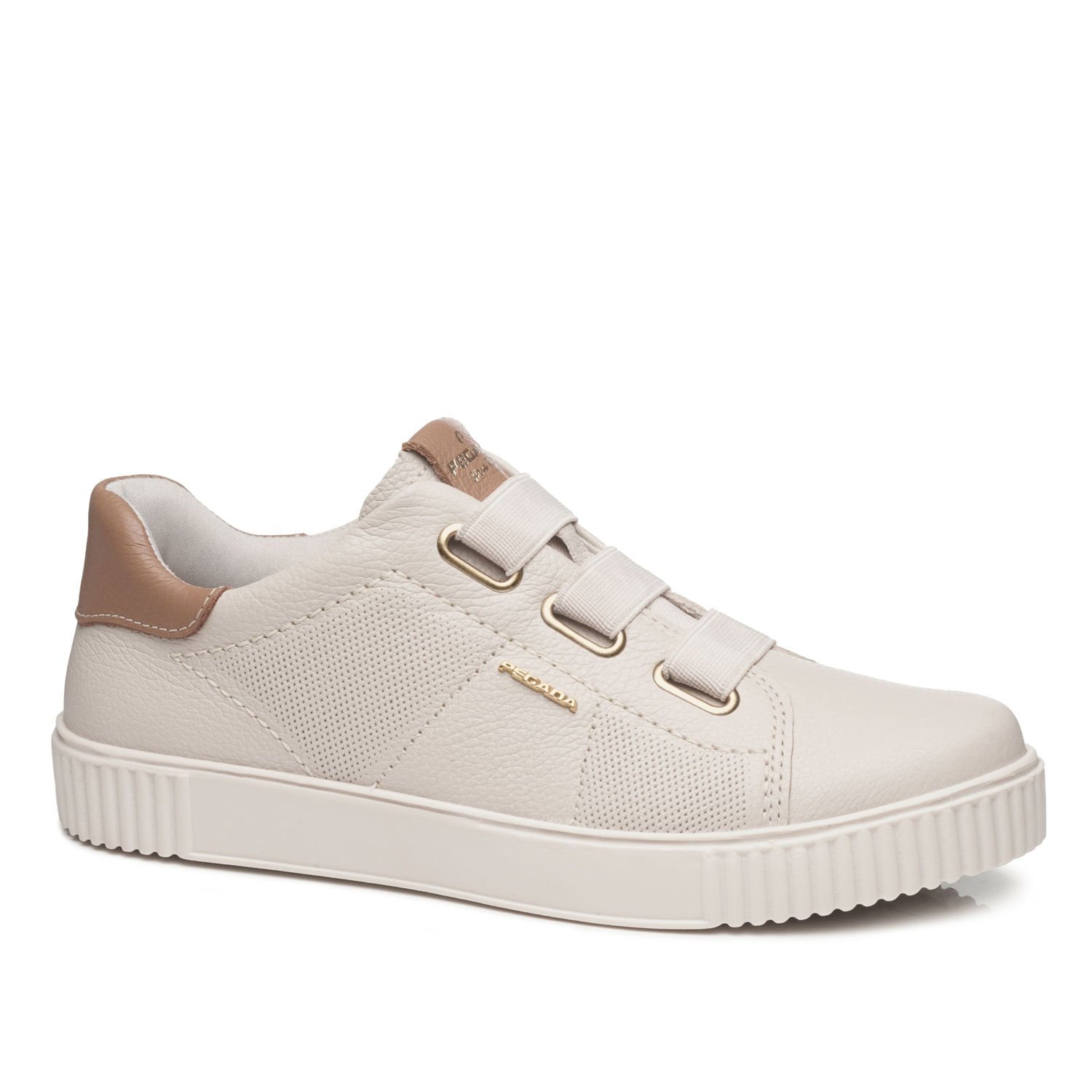 Tênis Pegada Feminino em Couro Off White 219022-02 Bege 1