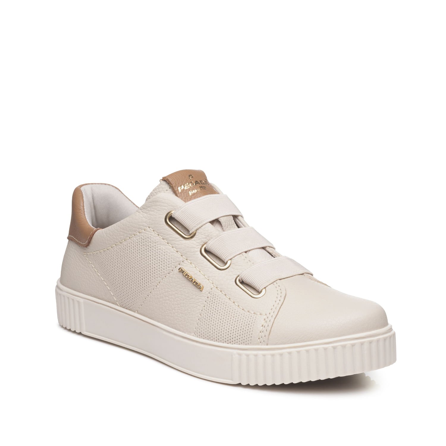 Tênis Pegada Feminino em Couro Off White 219022-02 Bege 3