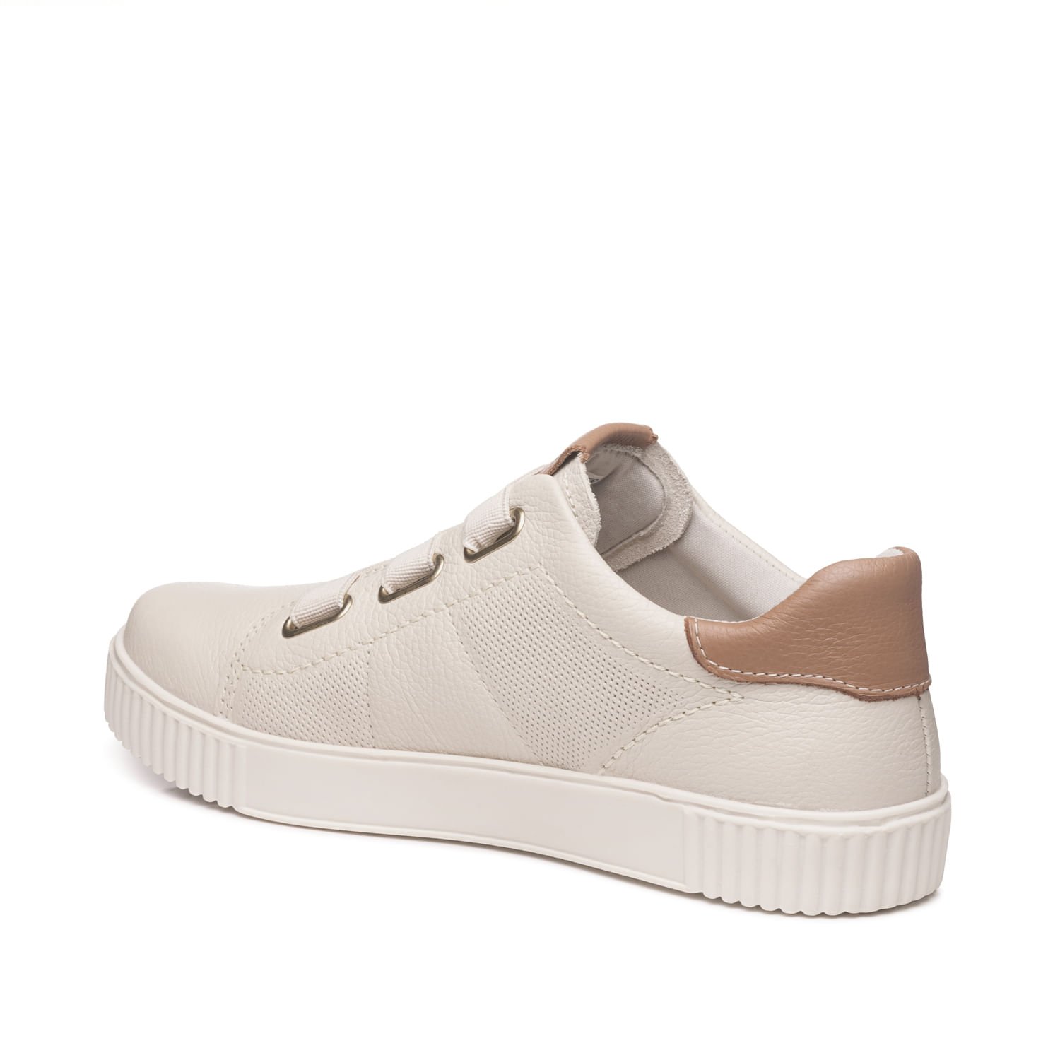 Tênis Pegada Feminino em Couro Off White 219022-02 Bege 4