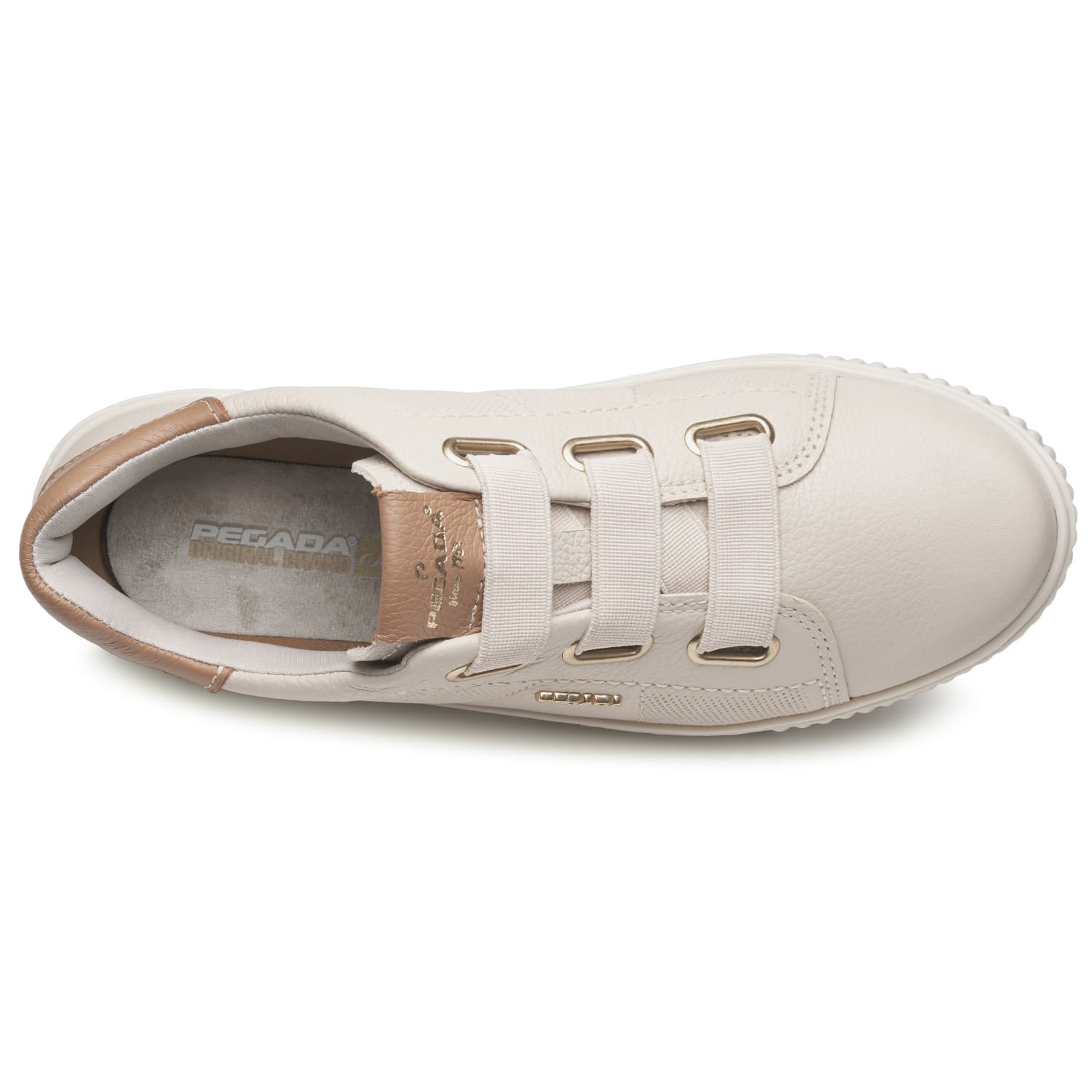 Tênis Pegada Feminino em Couro Off White 219022-02 Bege 6